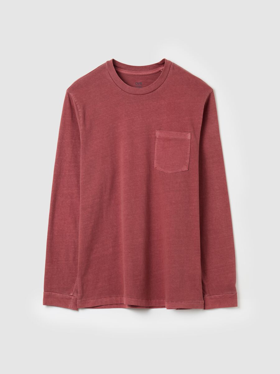 Cotton T-shirt with pocket and long sleeves_4