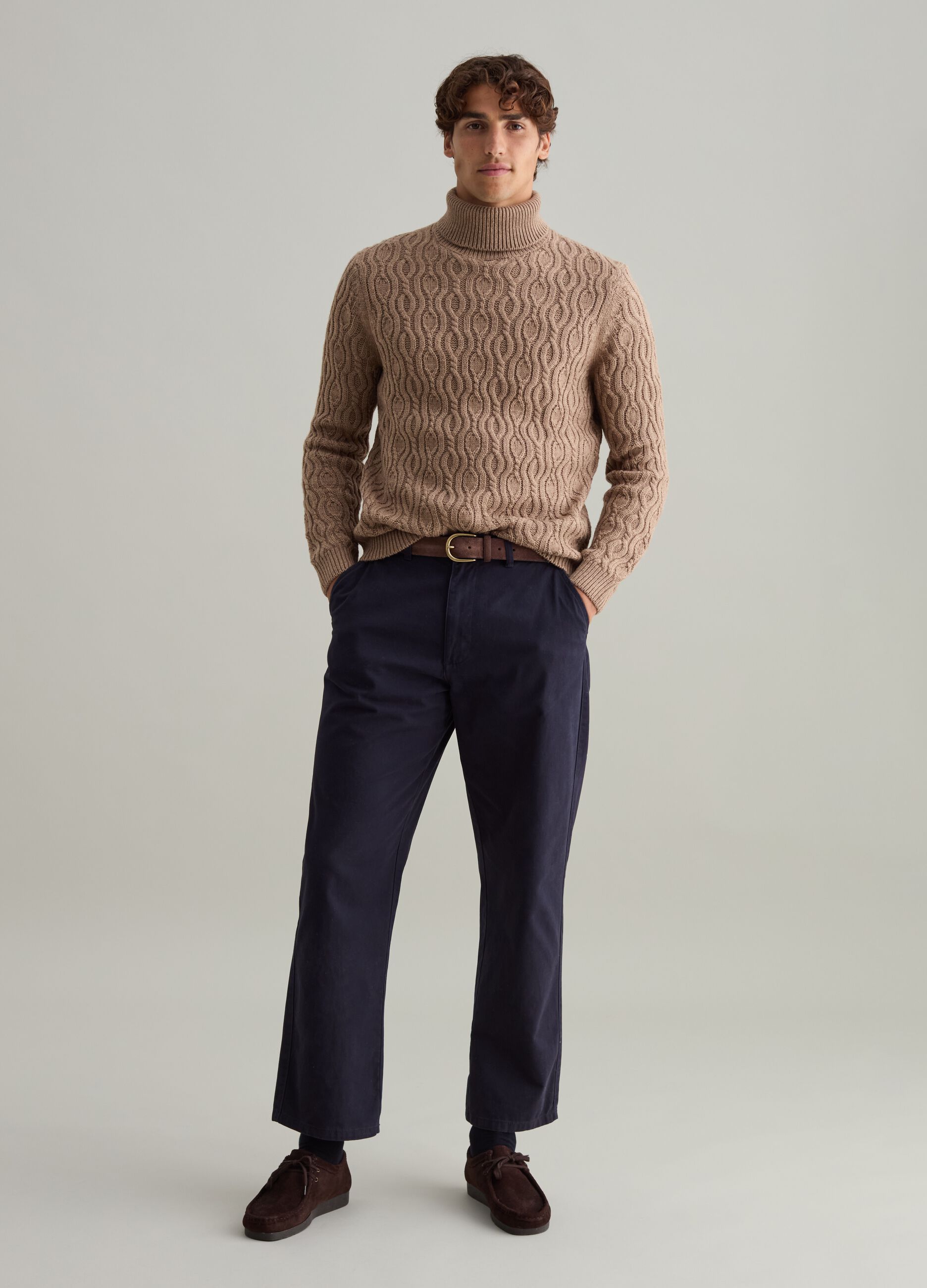 High-neck pullover with wavy design