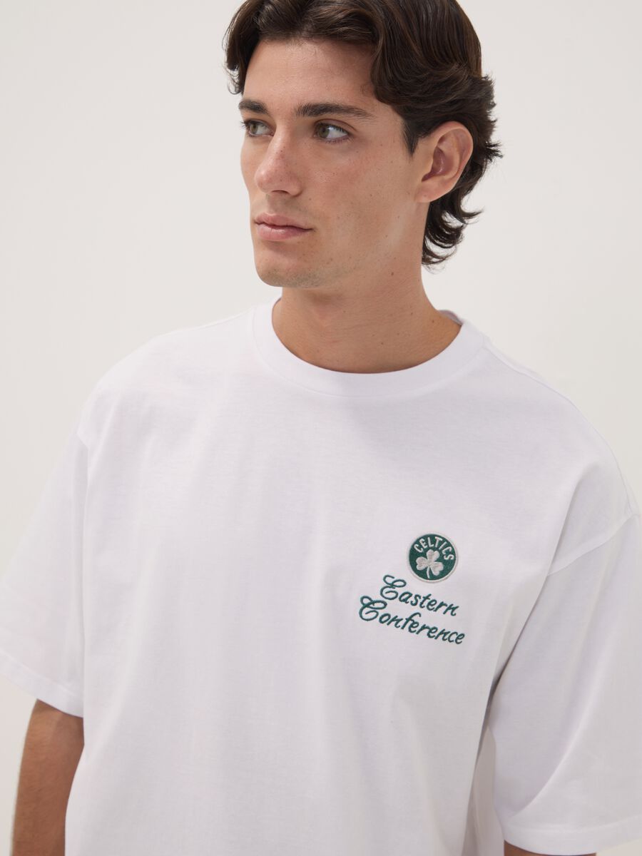 White pure cotton T-shirt with Celtics print_1