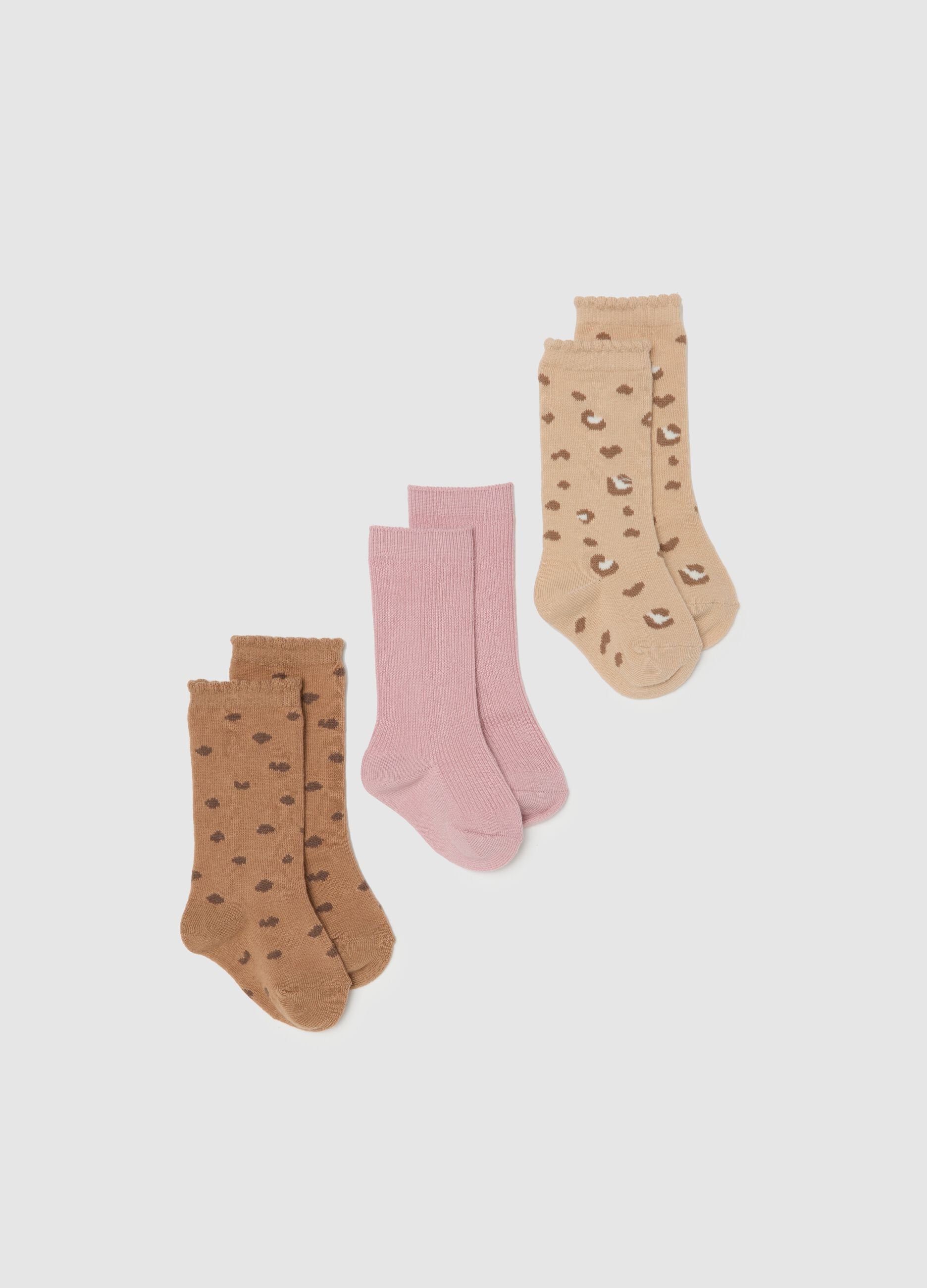 Multicolour Cotton Blend Baby Long Socks Tripack
