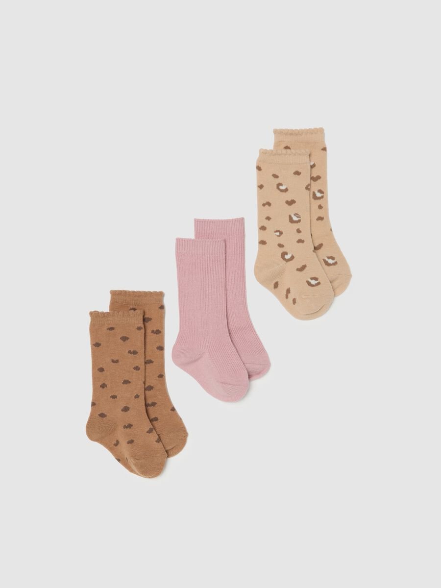 Multicolour Cotton Blend Baby Long Socks Tripack_0