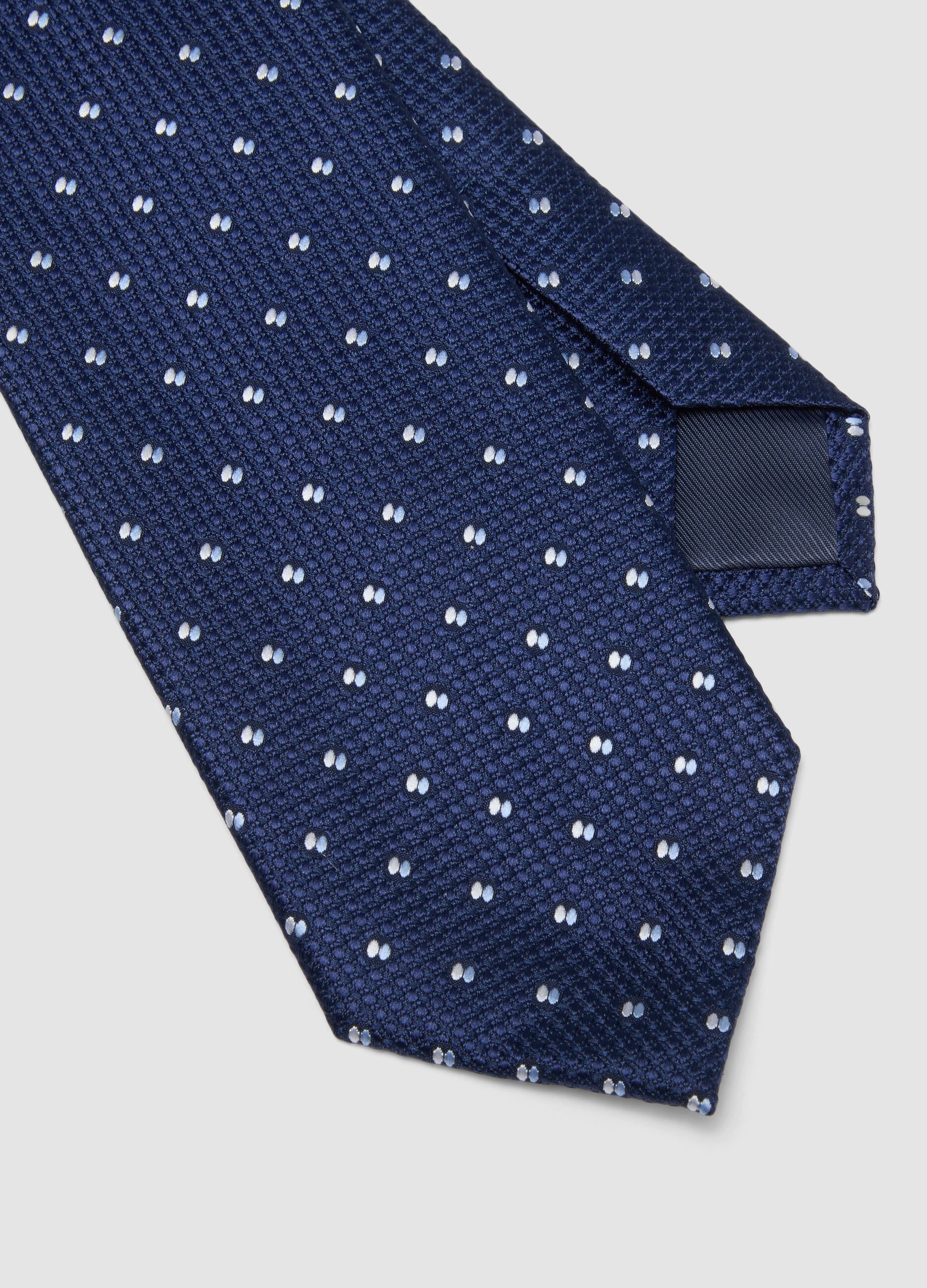 Blue tie 7.5 cm blade with polka dot pattern