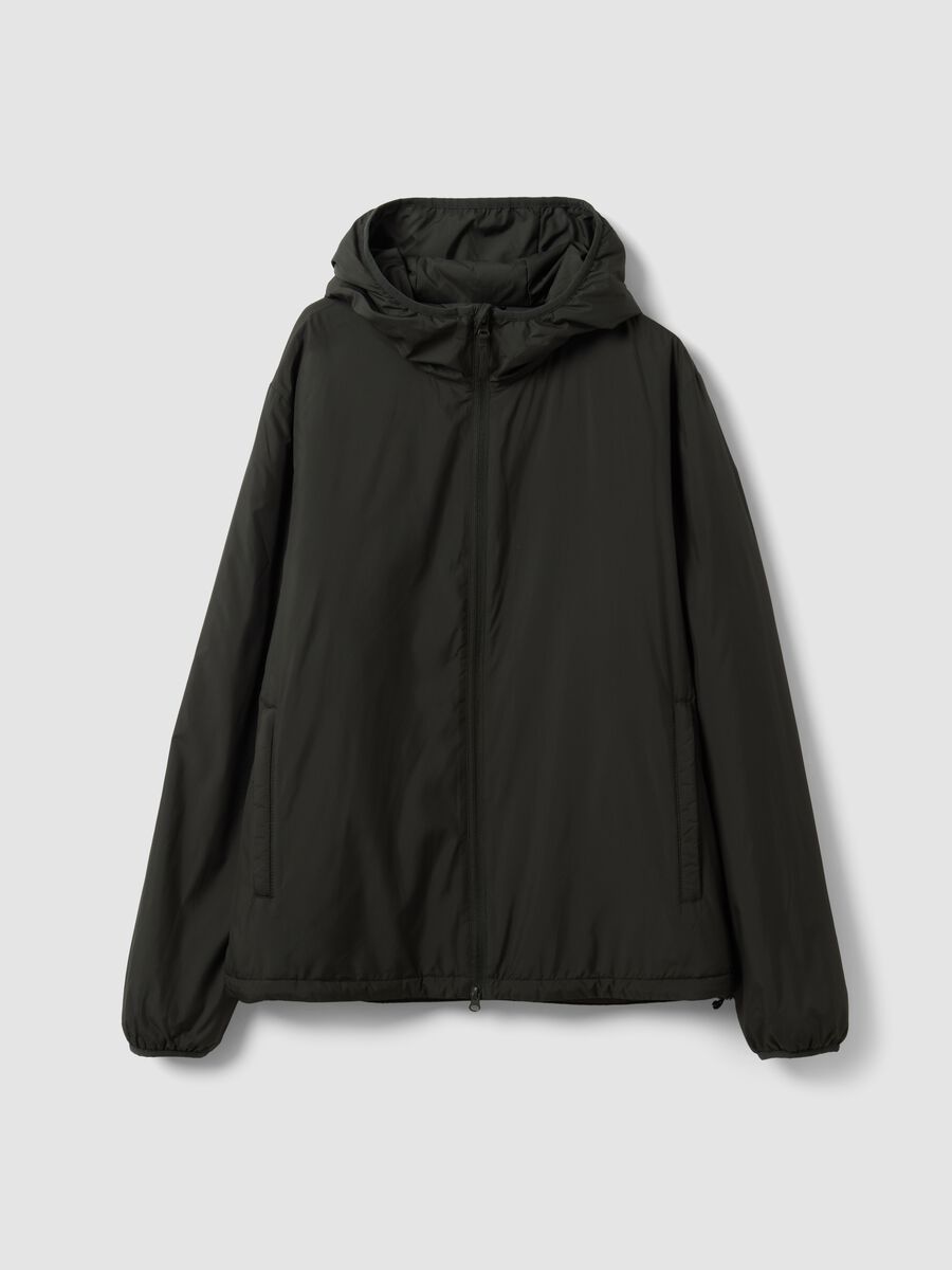 Giubbotto verde militare con cappuccio e zip_0