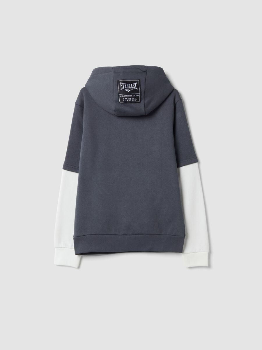 Blue cotton-blend hoodie with front kangaroo pocket_2