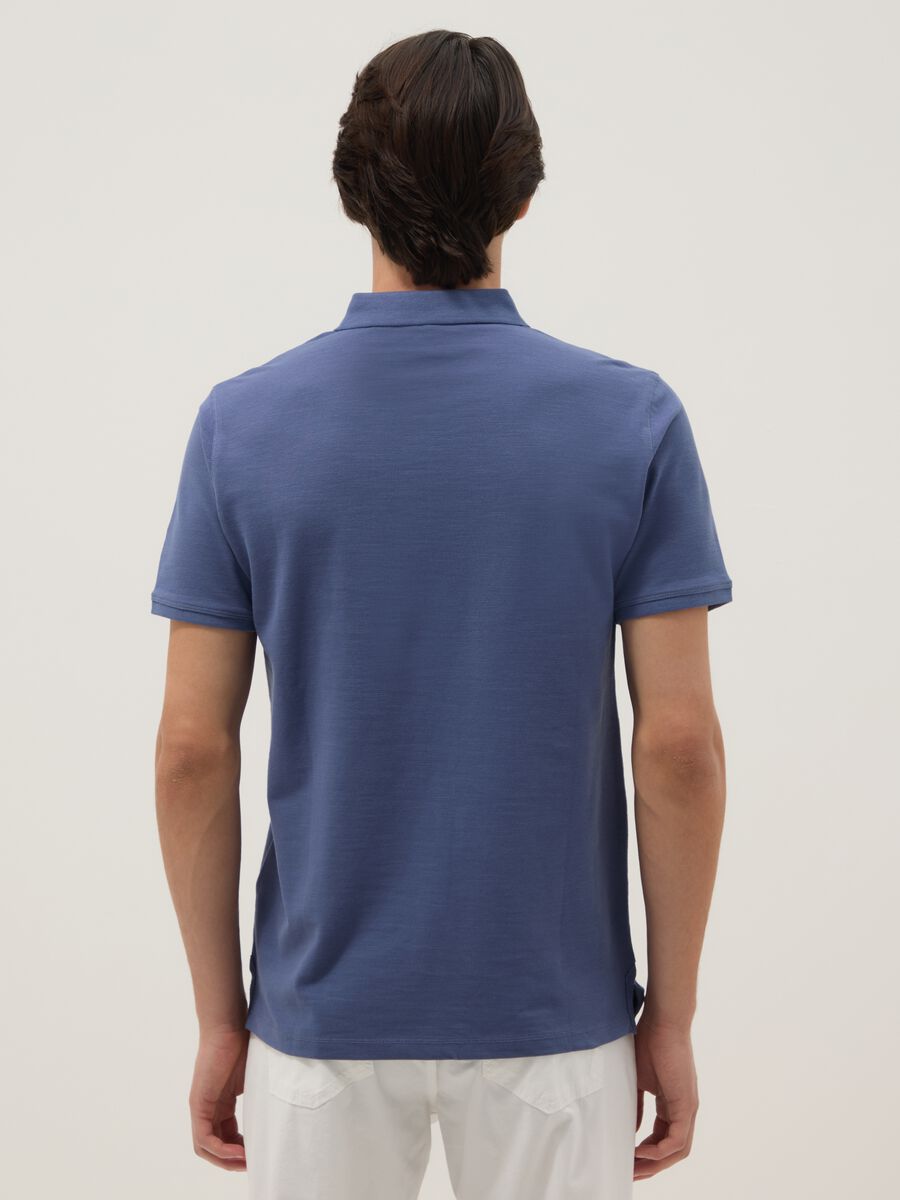 Regular fit pure cotton blue polo shirt_2