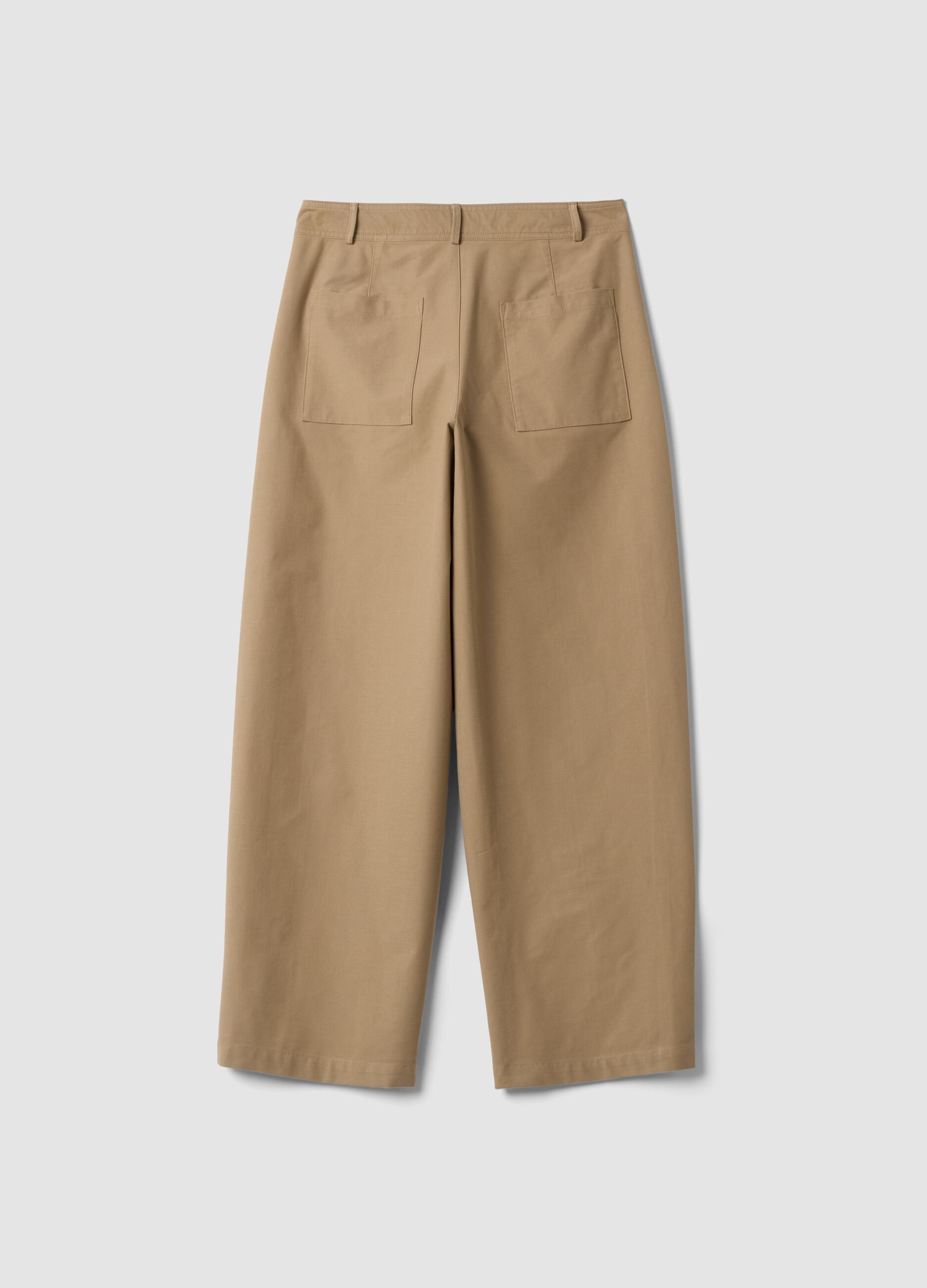 The Iconic Pants beige stretch cotton-blend barrel-fit trousers