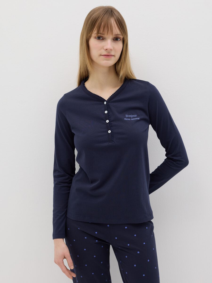 Cotton pyjamas with granddad neckline_1