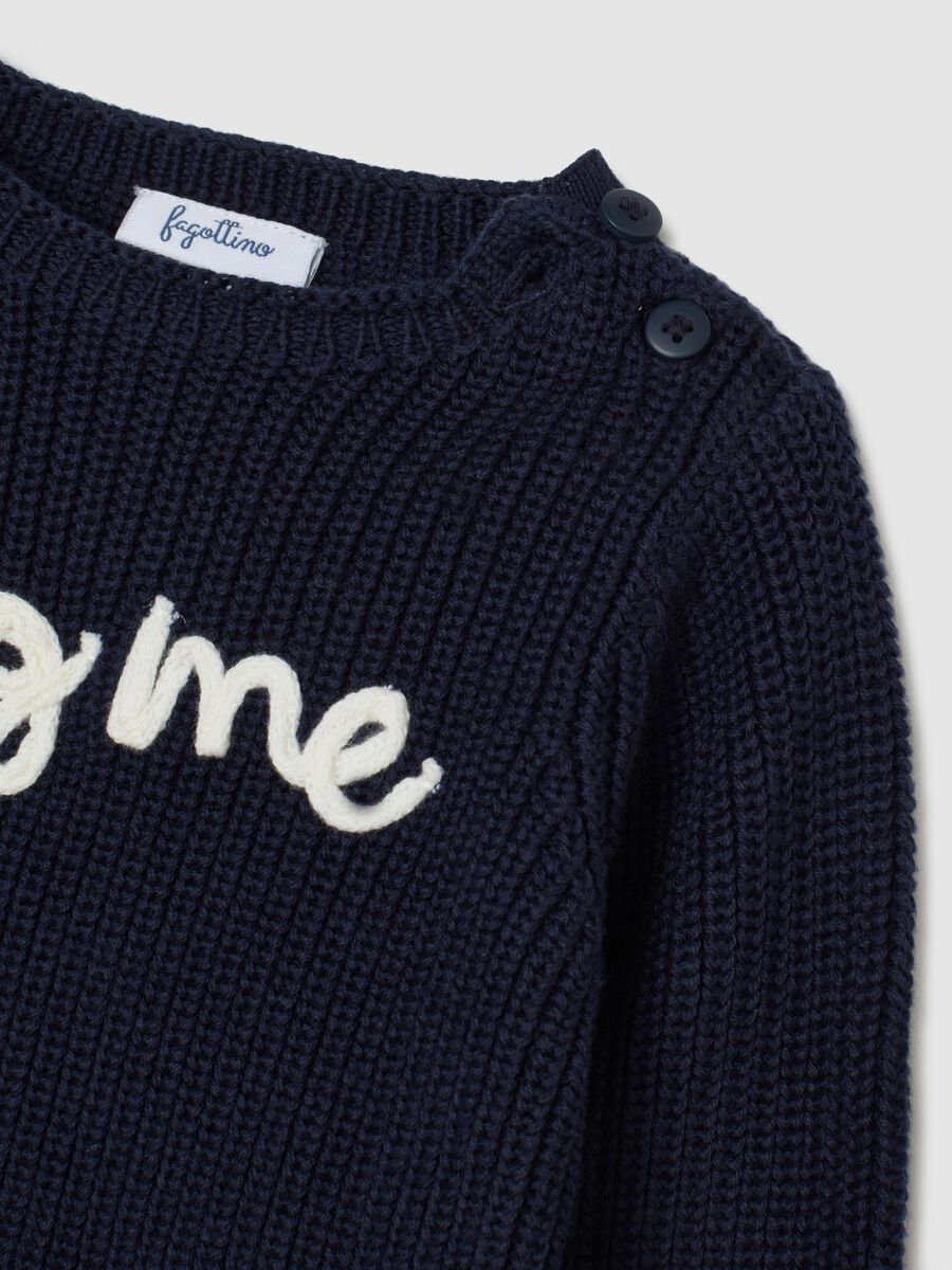 Baby girl's blue shirt in pure cotton regular fit with slogan_2