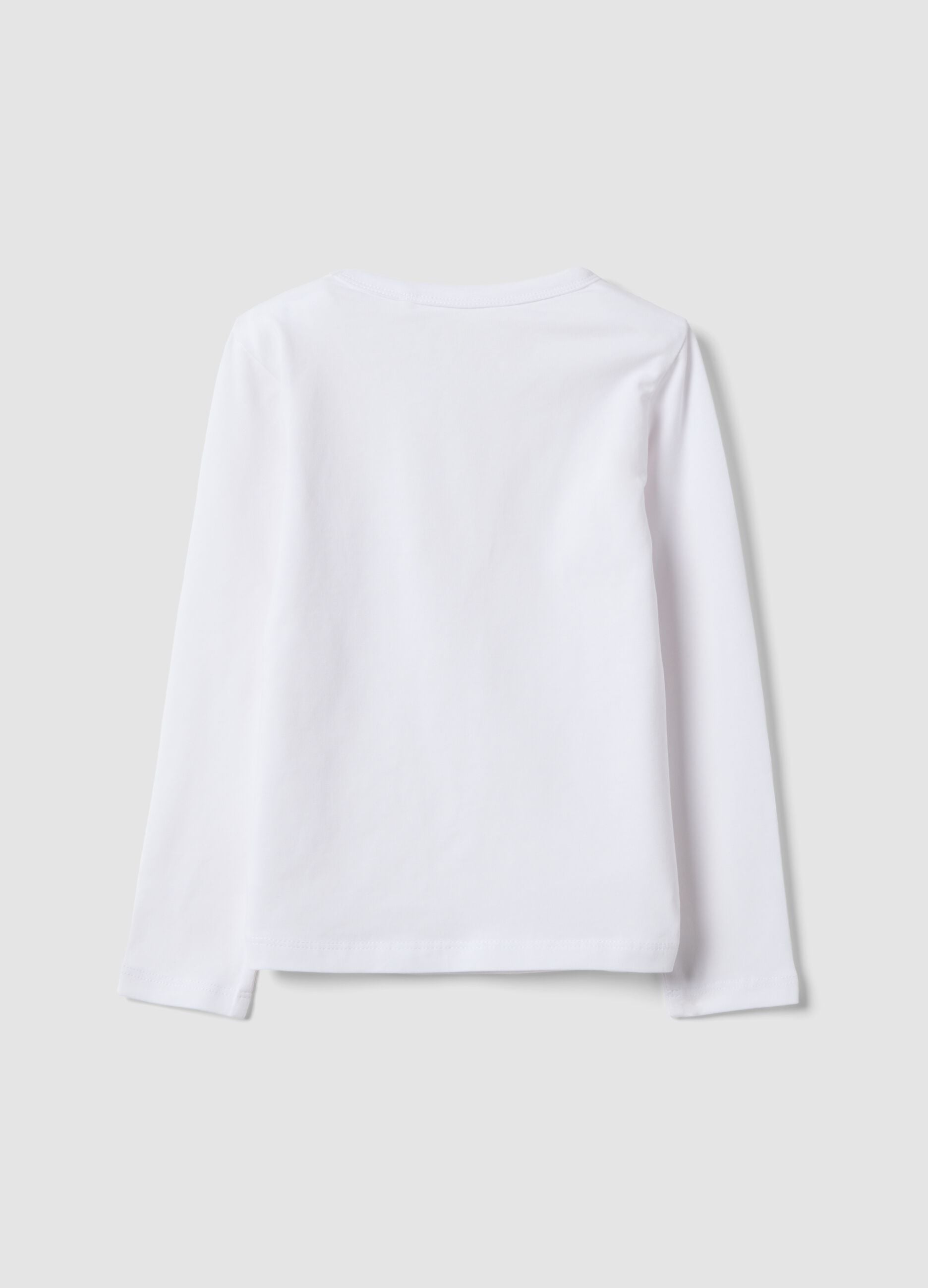 White long-sleeve stretch cotton T-shirt