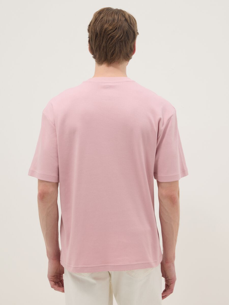 T-shirt a maniche corte in puro cotone rosa relaxed fit_3