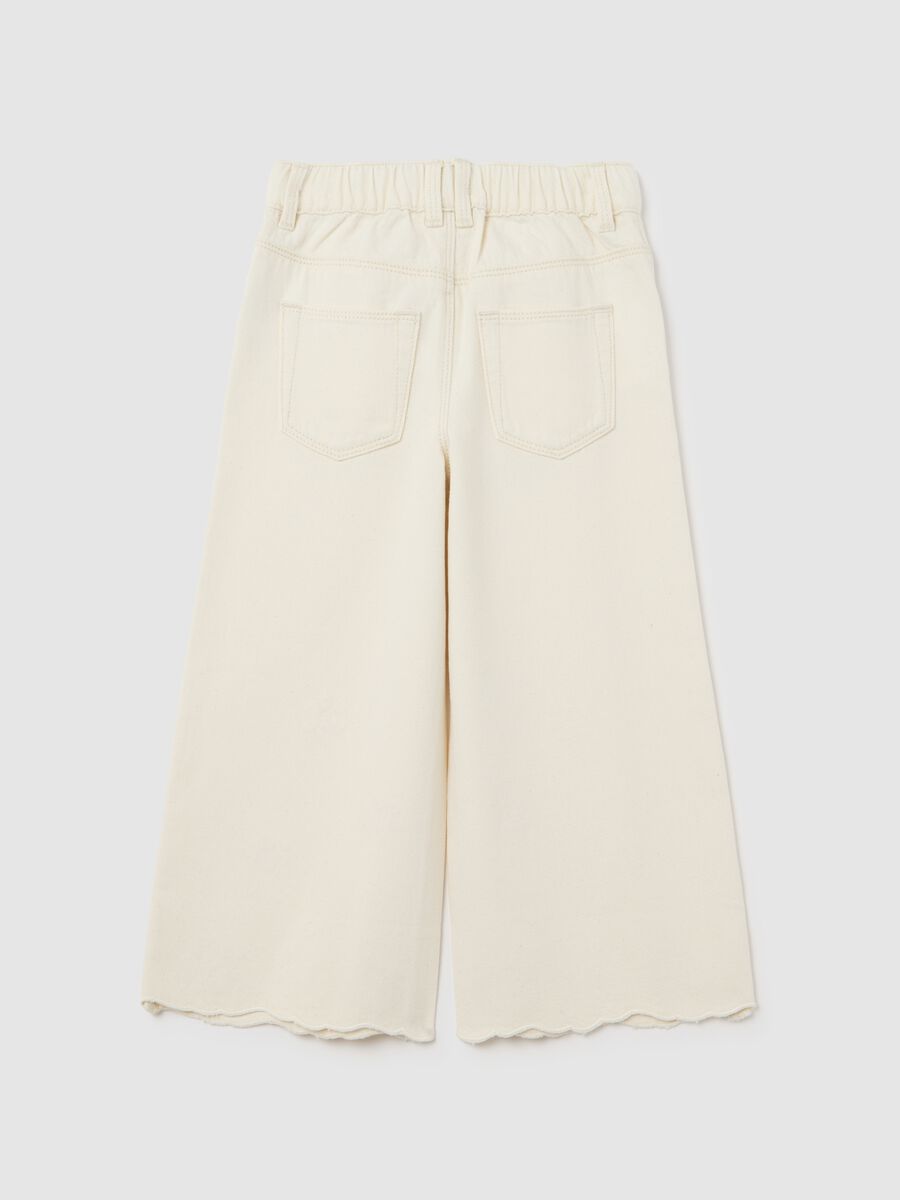Drill trousers with openwork floral embroidery_1