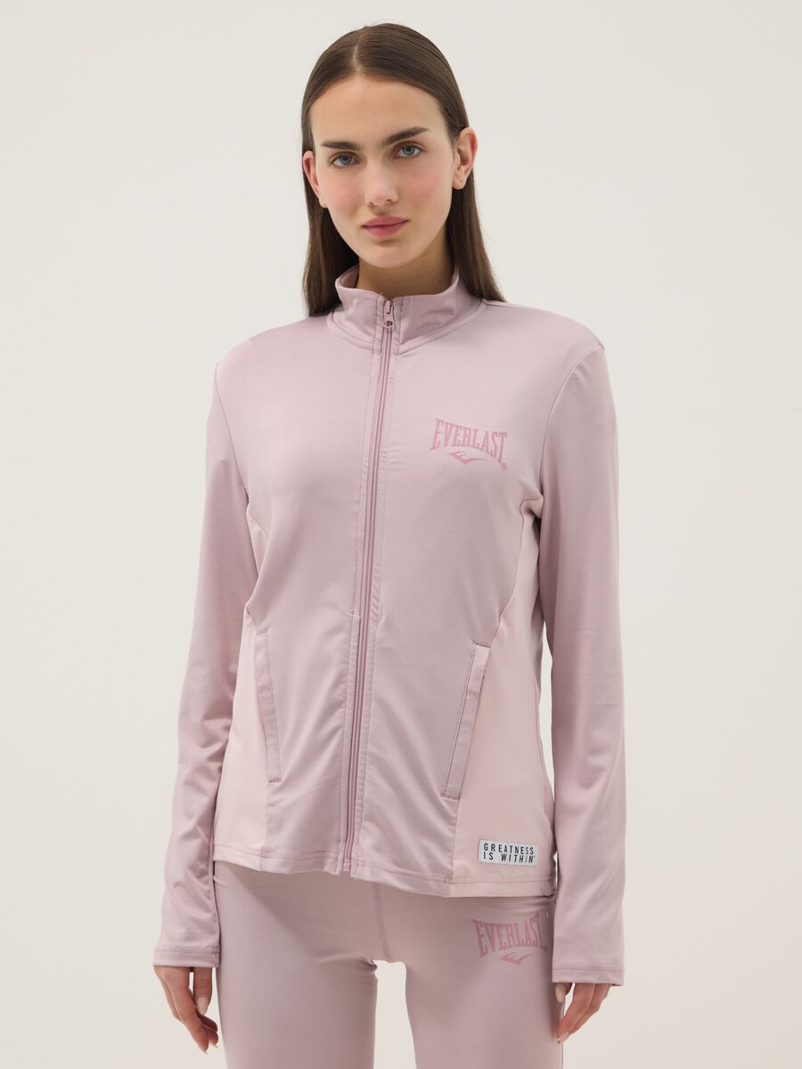 Giacca leggera rosa regular fit con zip integrale_0