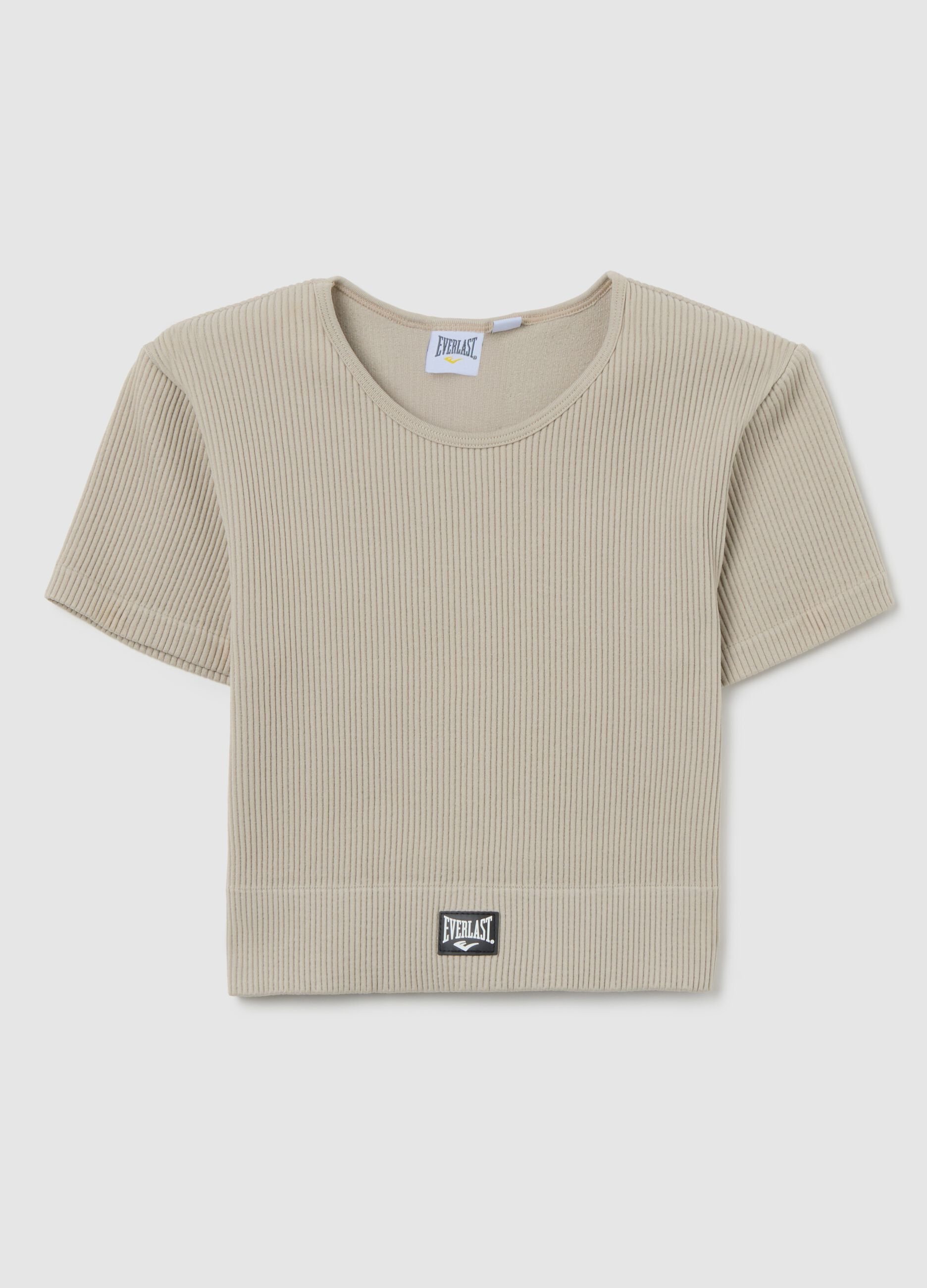 Beige stretch fabric T-shirt regular fit
