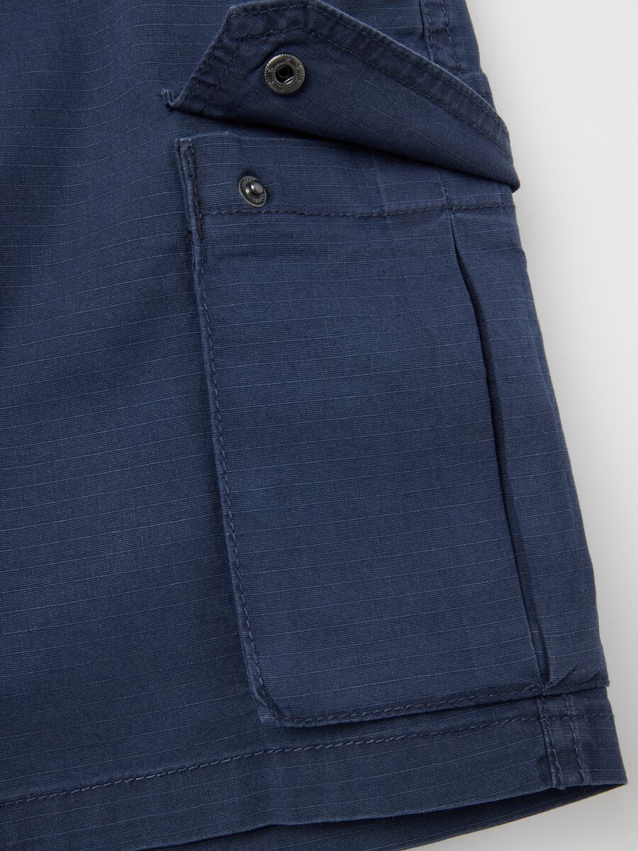 Men's Blue Cotton Cargo Trousers Regular Fit_5