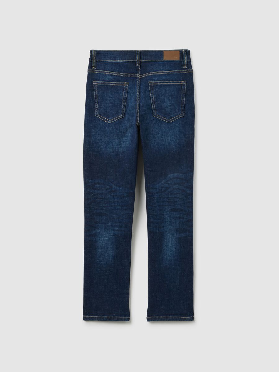 Jeans blu da ragazzo in denim elasticizzato regular fit_4