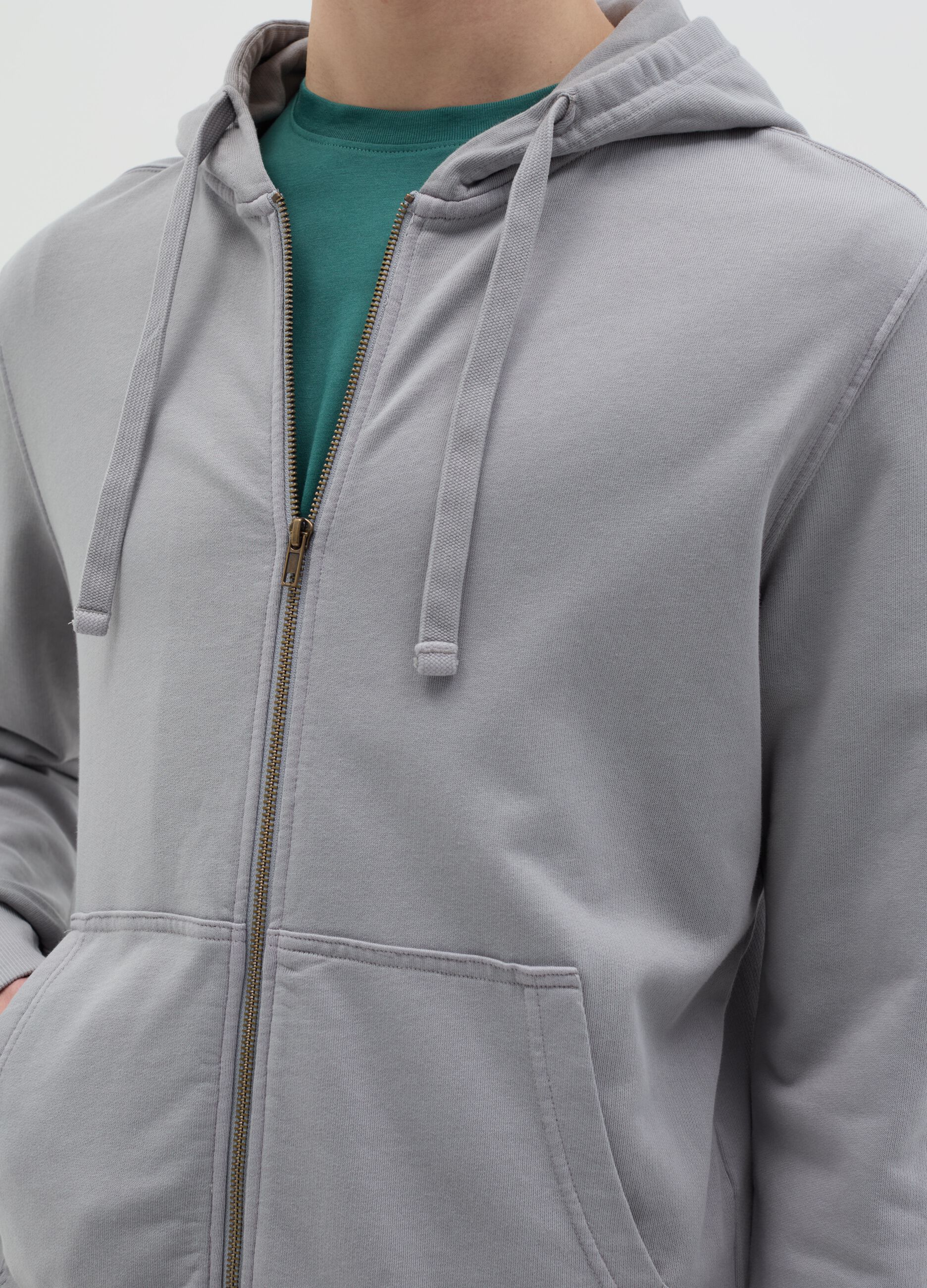 Full-zip sweatshirt in cotton with hood