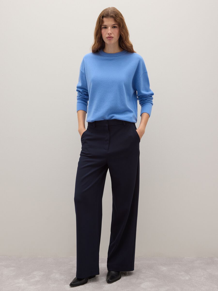 Blue regular fit pure wool sweater_2