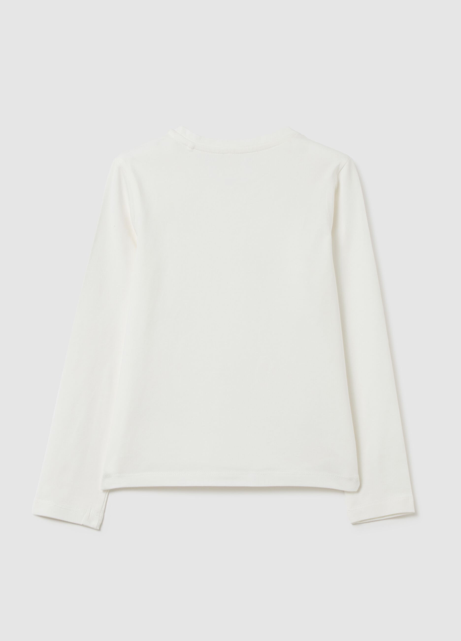 Maglia da bambina in cotone bianco regular fit con fiocchi strass