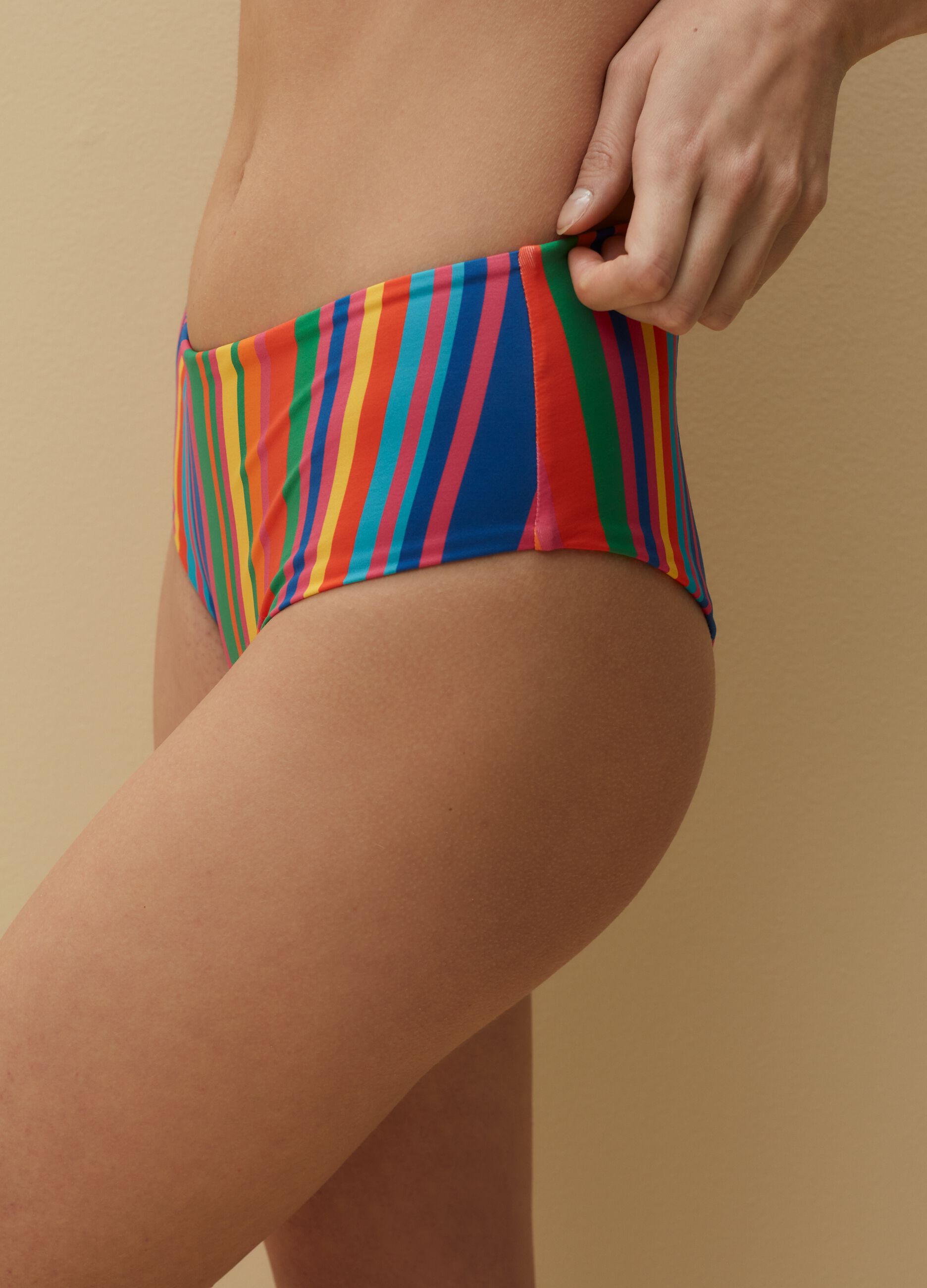 Culotte bikini con stampa a righe_1