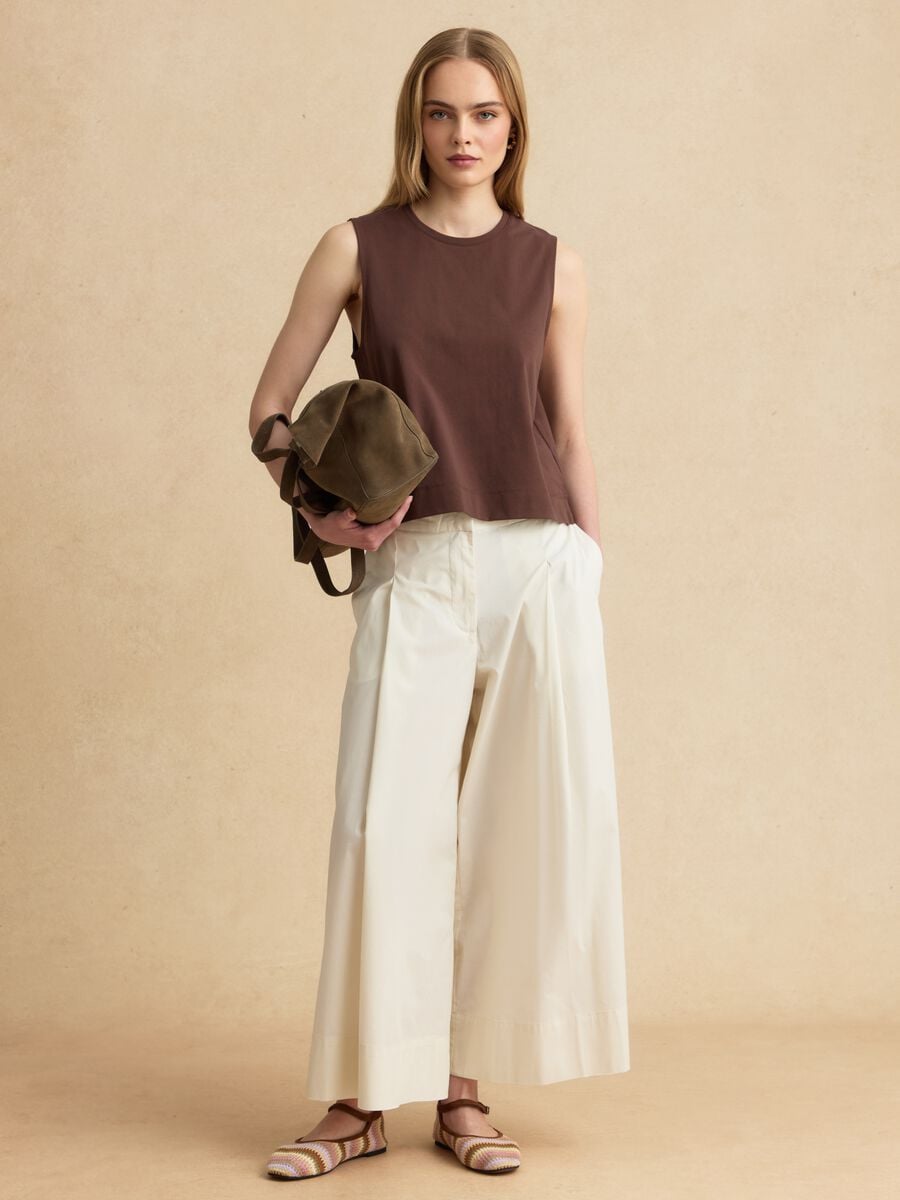 Brown cotton-blend tank top_2