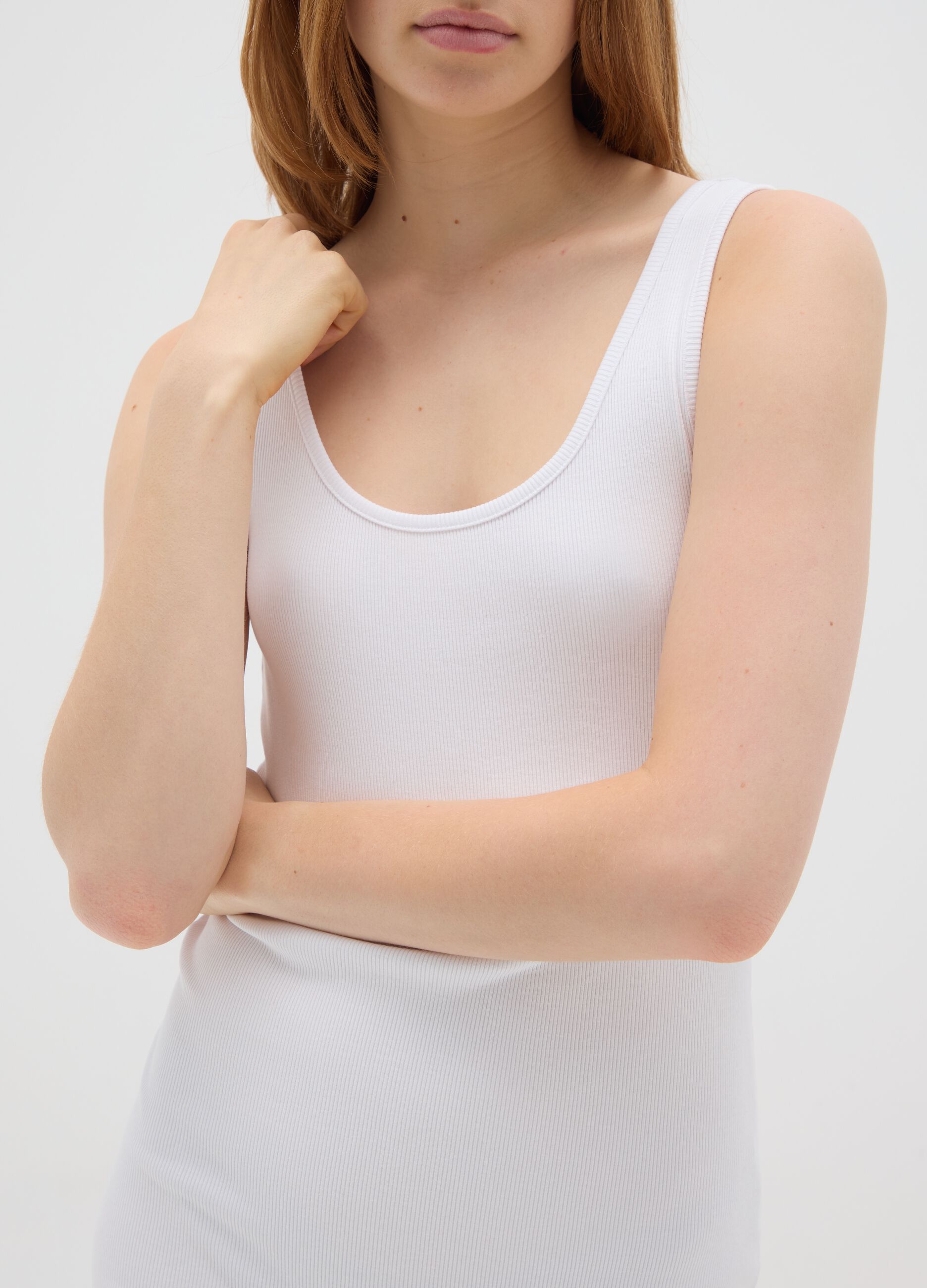 Women's fitted white stretch cotton sheath dress