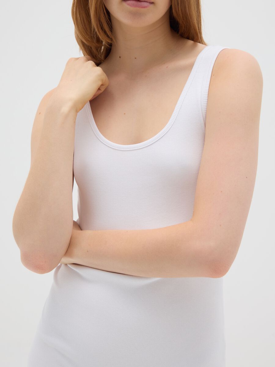 Women's fitted white stretch cotton sheath dress_3