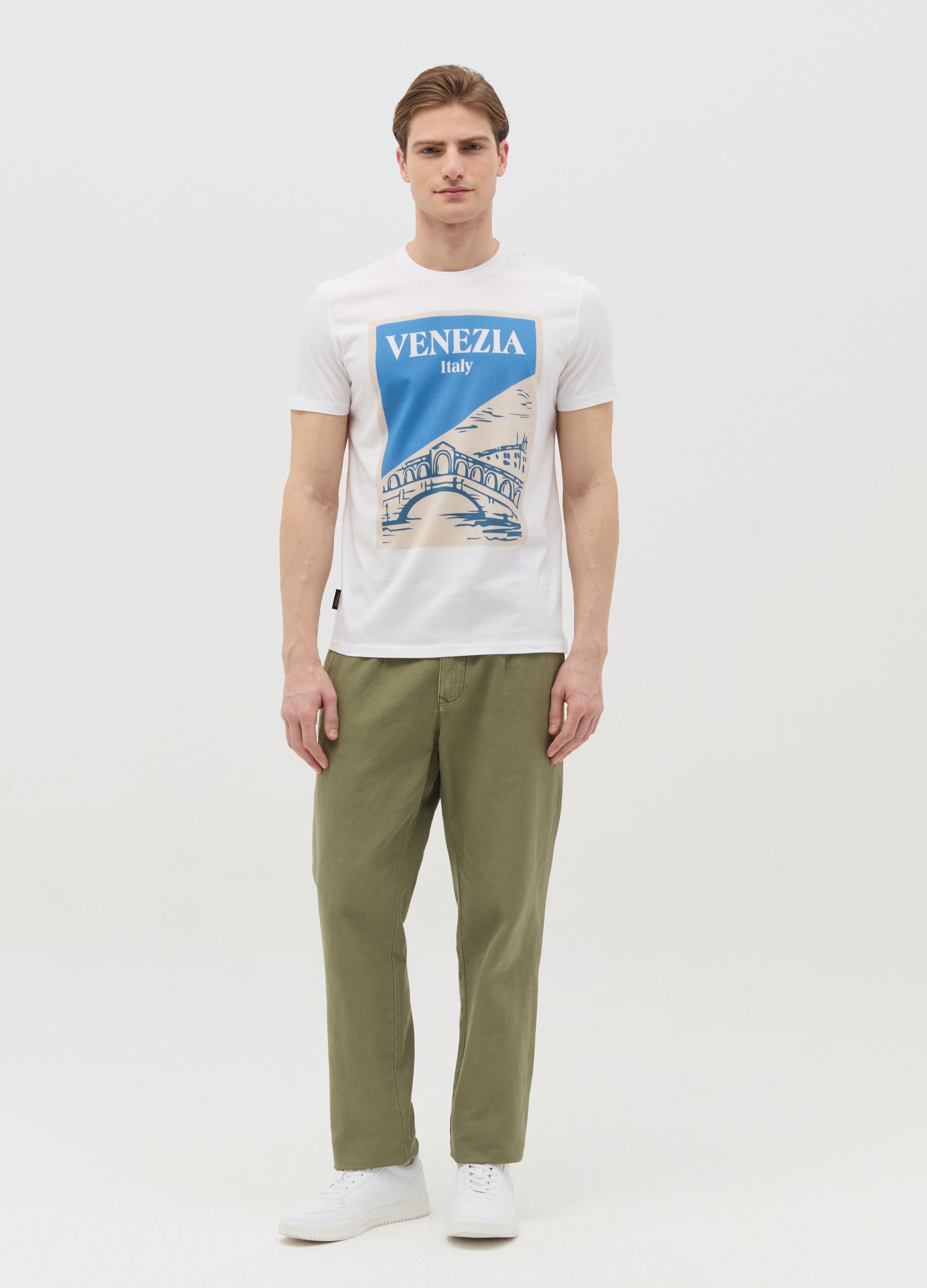 Cotton T-shirt with "Venezia Italy" print