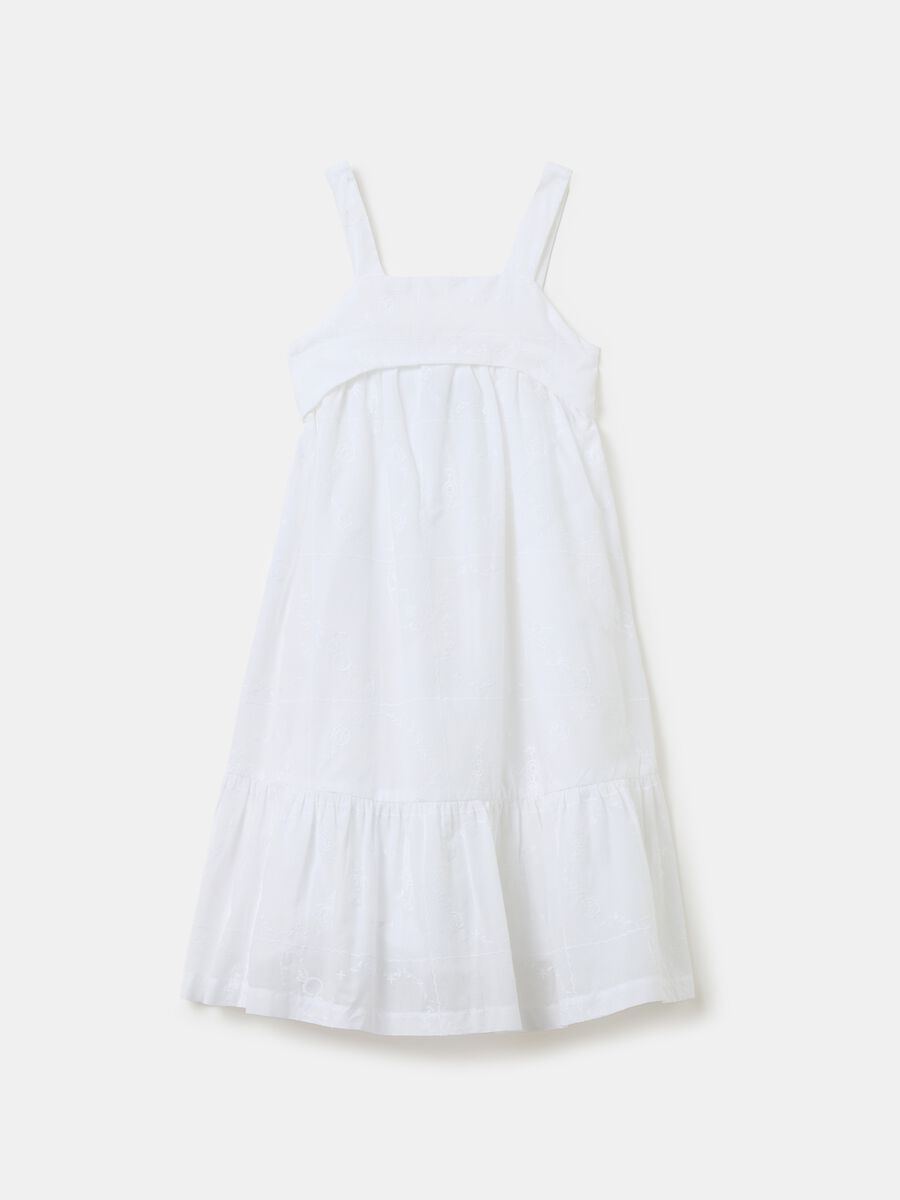Cotton dress with flounce and embroidery_0