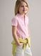 Girls' pink pure cotton polo, regular fit with embroidered flowers_0