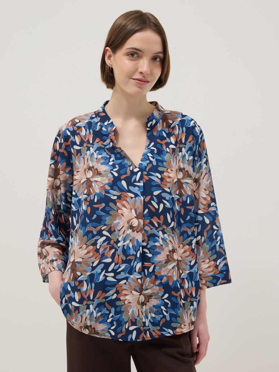 Maglia a maniche lunghe multicolor regular fit con fantasia floreale_1