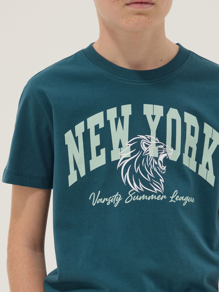 T-shirt in puro cotone verde da ragazzo regular fit con stampa_2