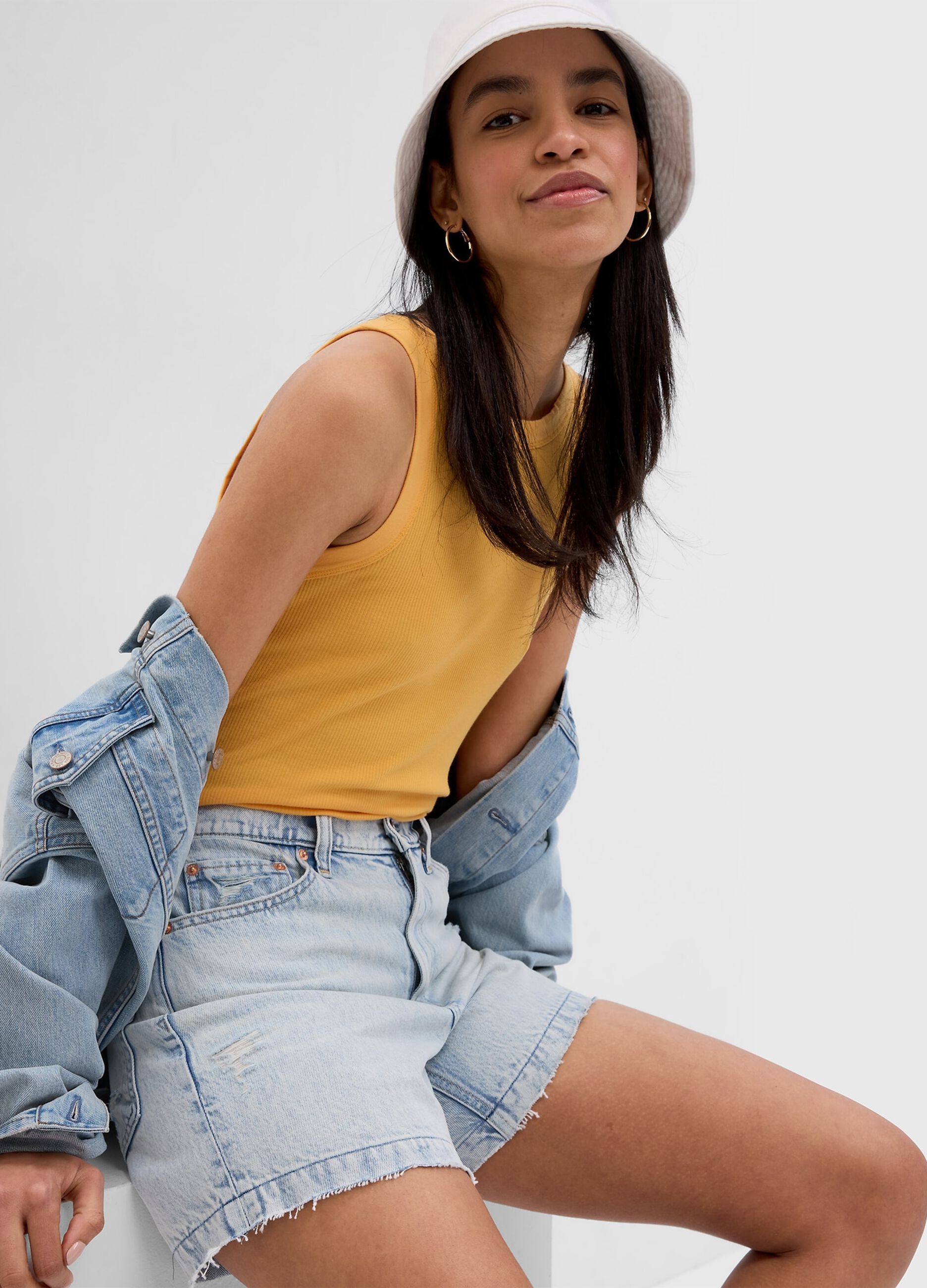 Shorts in denim a vita alta_2