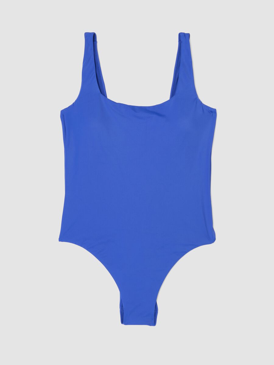 Blue stretch fabric swimsuit_0