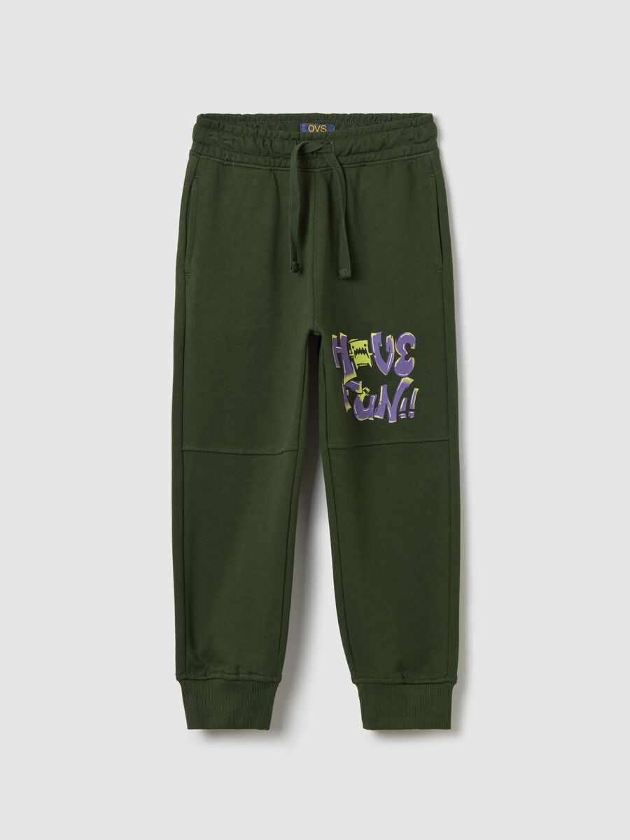 Cotton joggers with drawstring and print_0