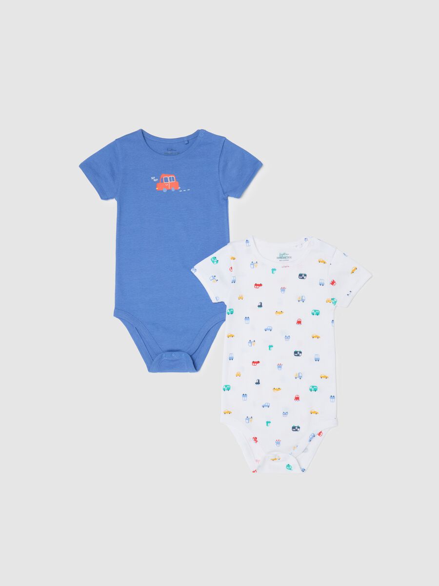 Two-pack short-sleeved bodysuits in organic cotton with print_0