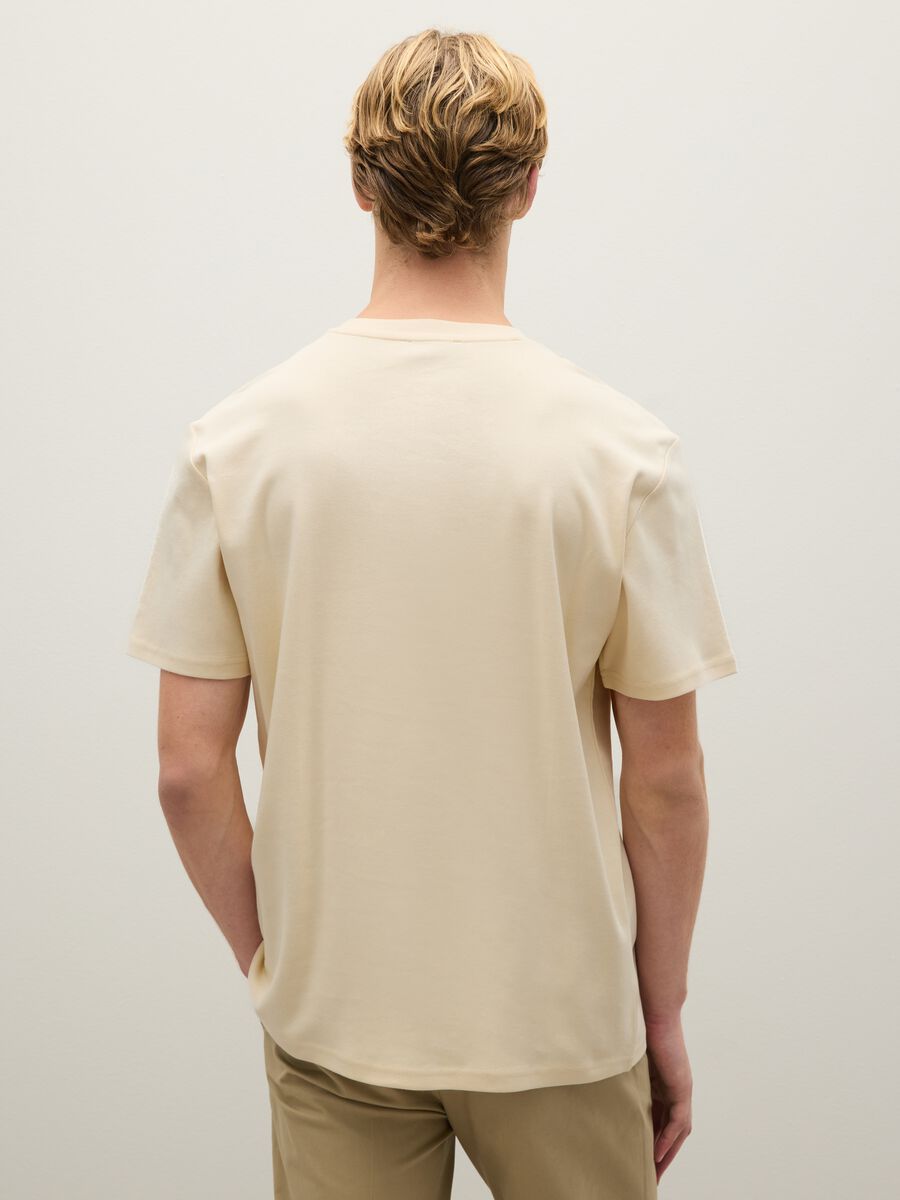 Beige pure cotton regular fit T-shirt_2