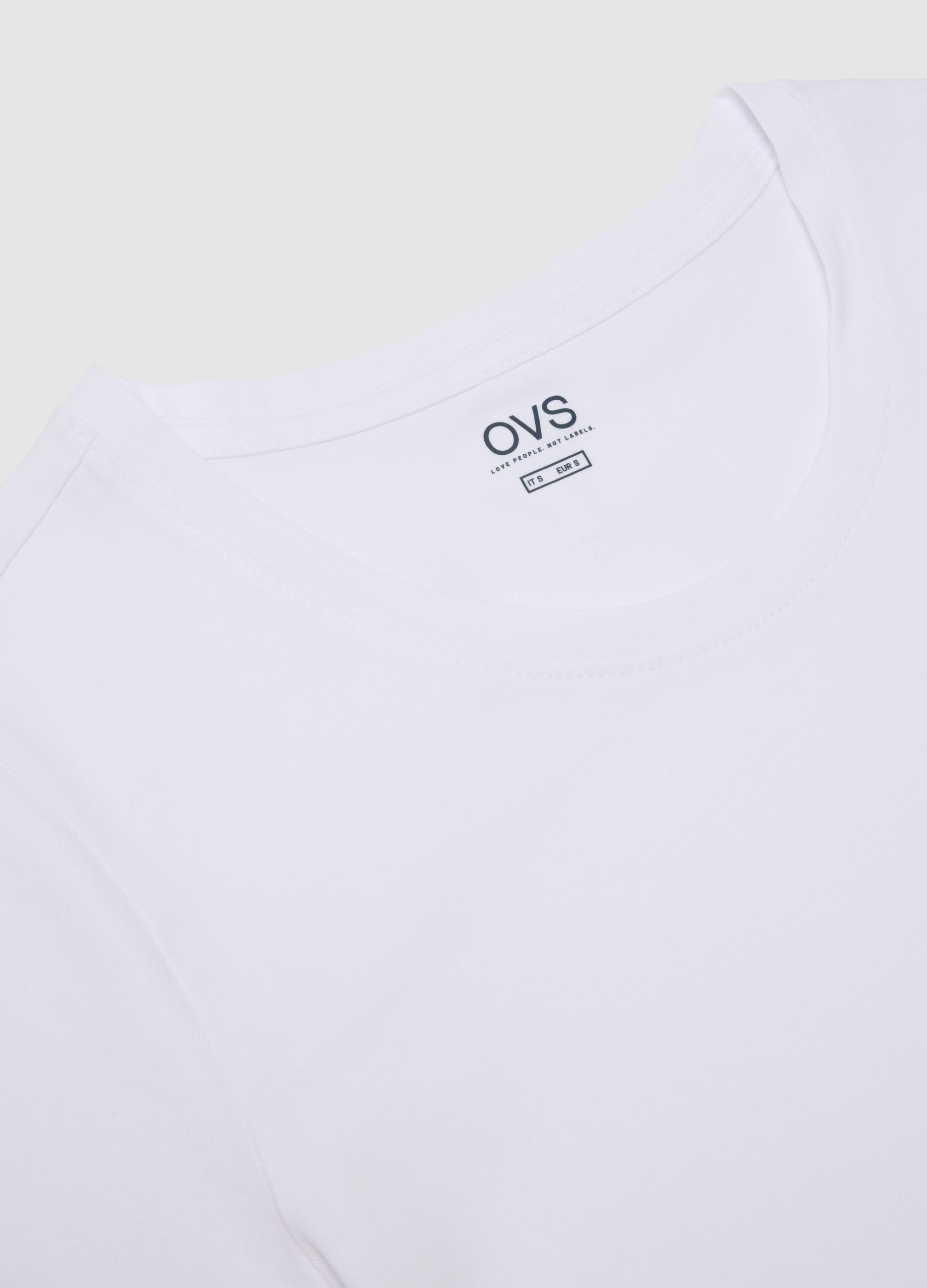 White cotton stretch T-shirt regular fit