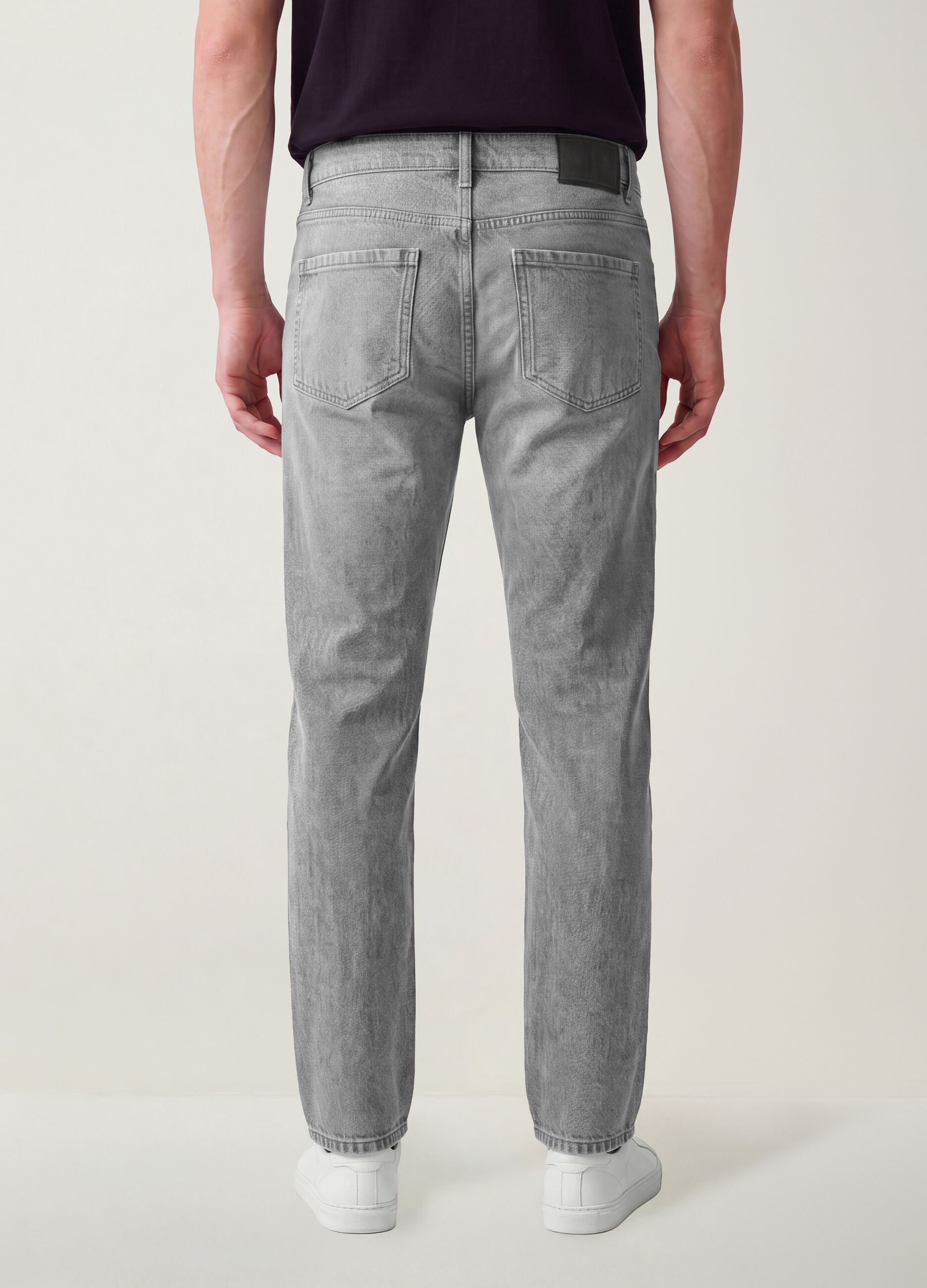 Grey denim jeans in pure cotton, regular fit
