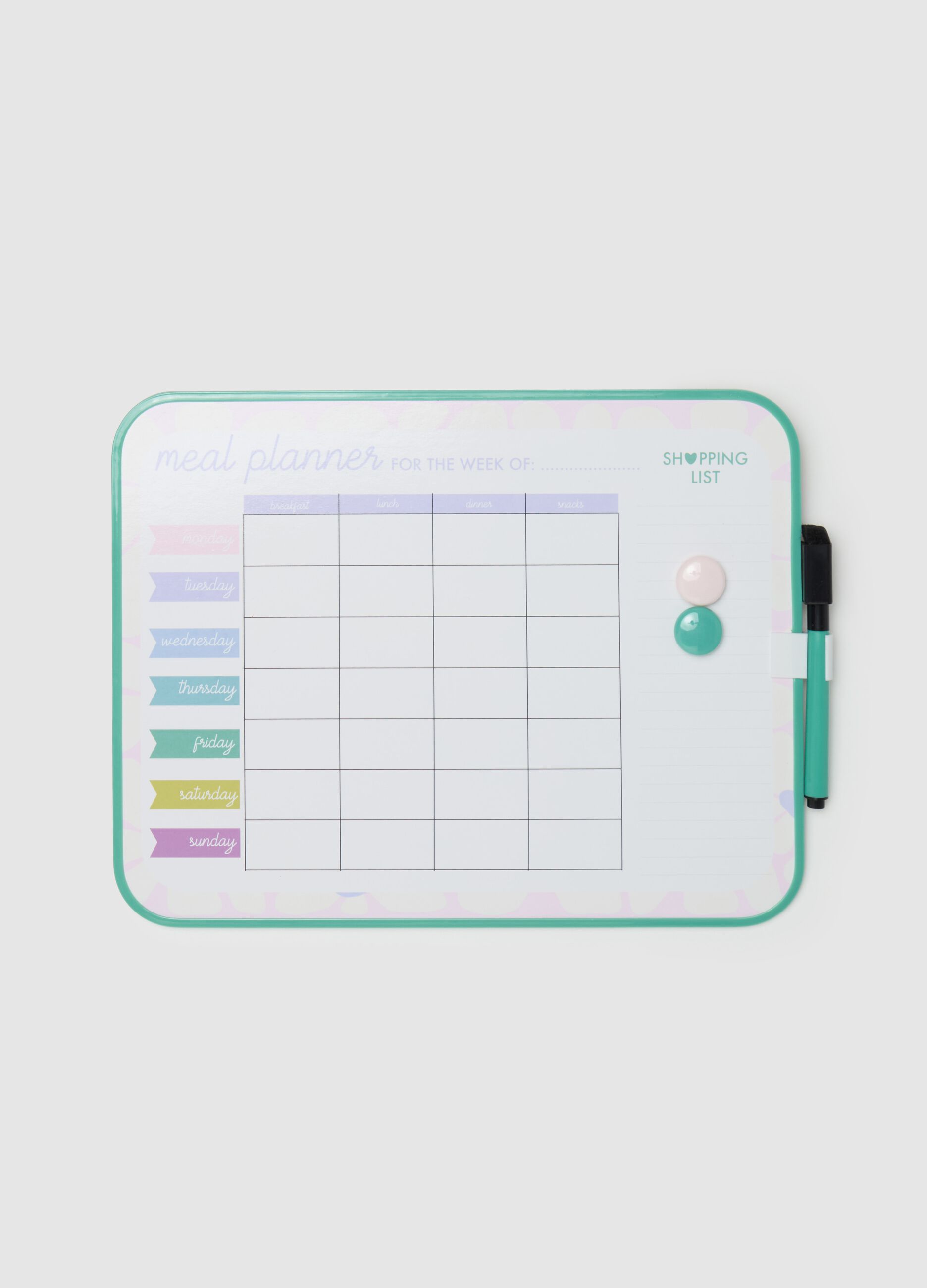 Magnetic board with weekly agenda