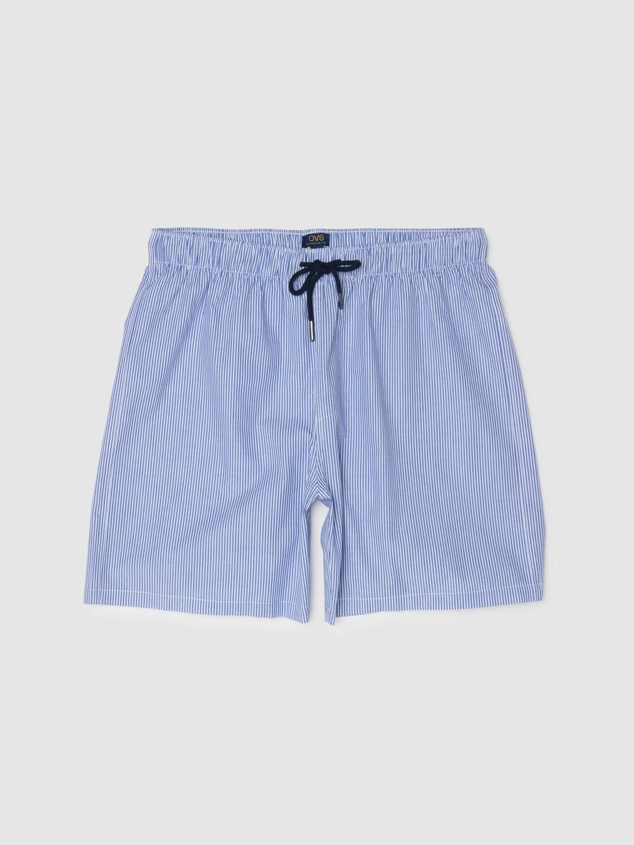 Pantaloncini pigiama in puro cotone a righe multicolor regular fit_4