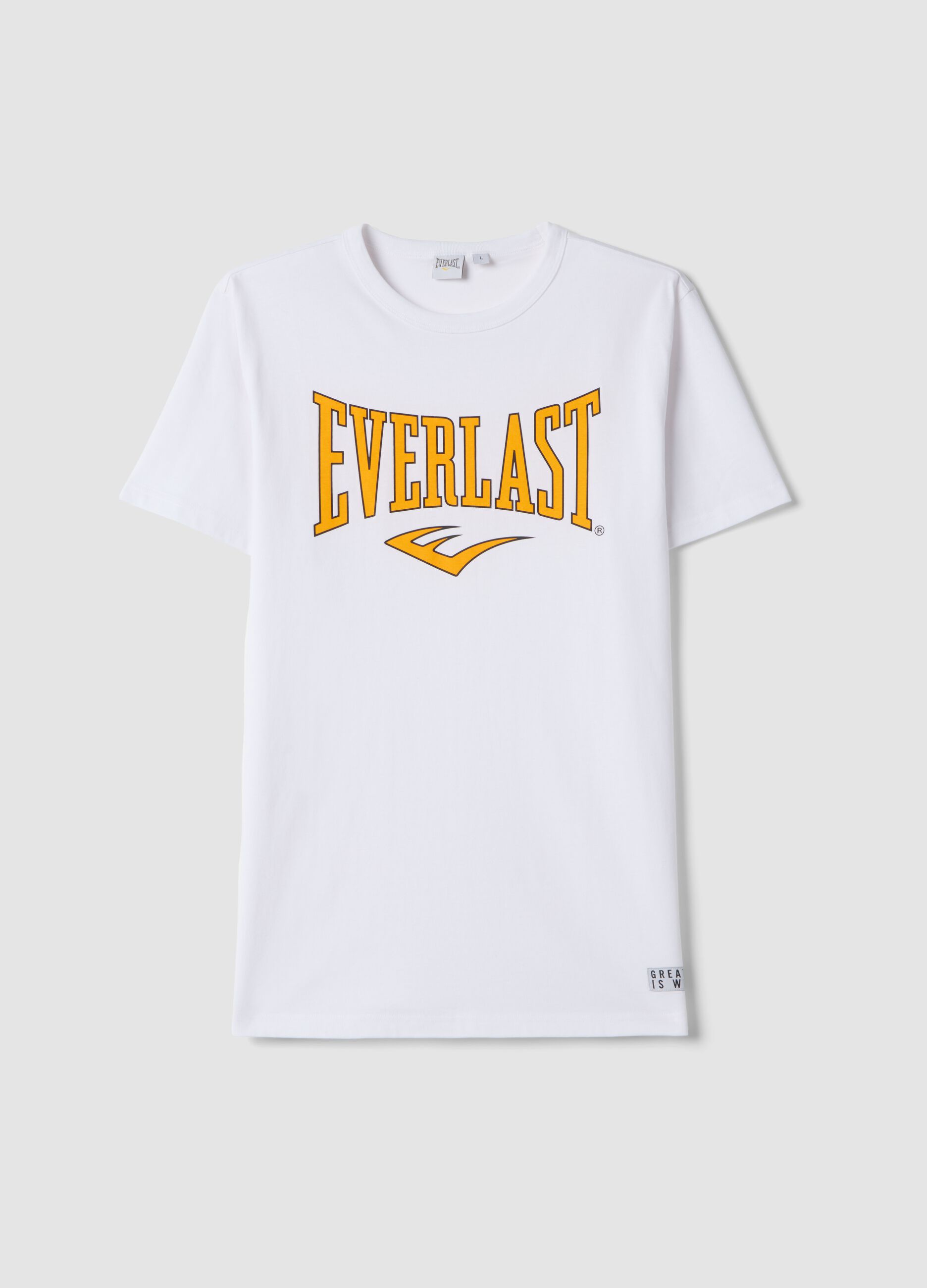White pure cotton T-shirt regular fit with Everlast logo