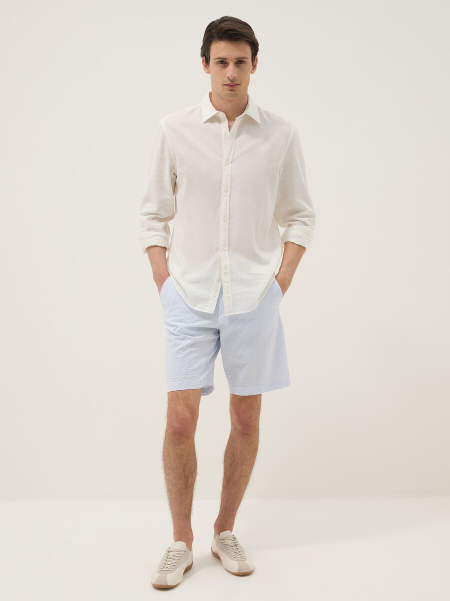 Light blue stretch cotton chino shorts_0