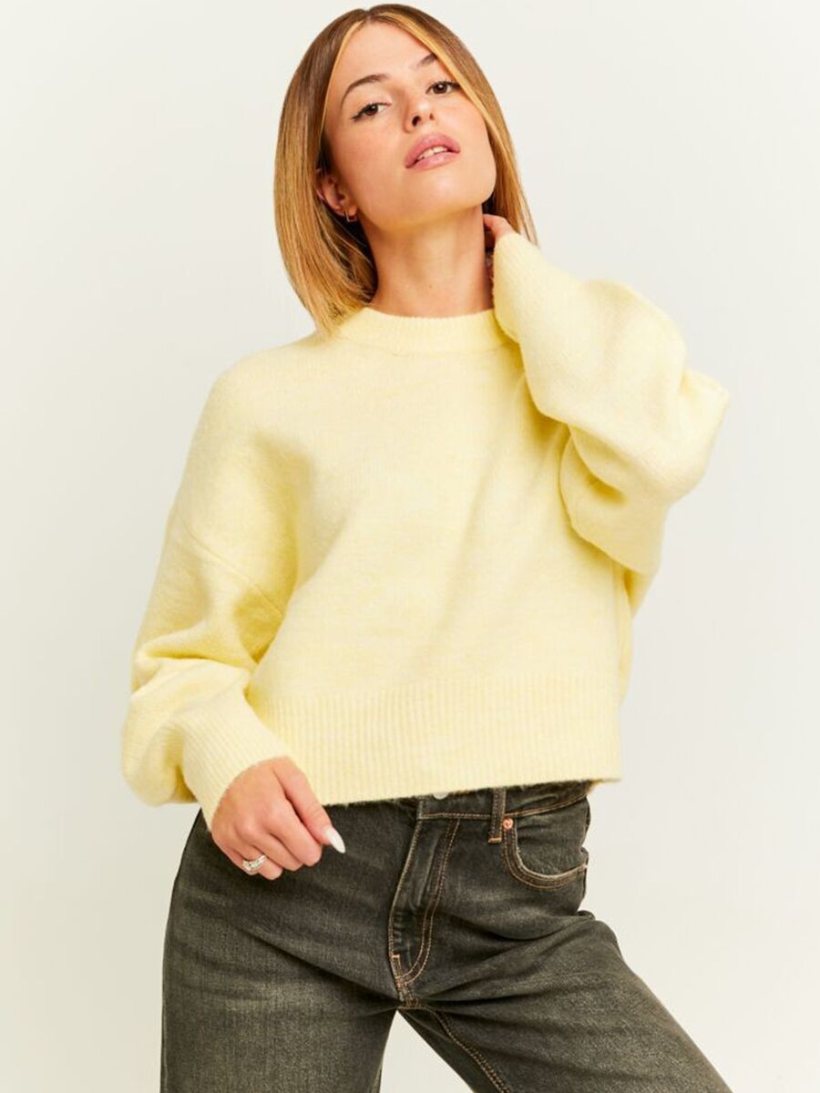 Pullover crop con scollo rotondo_0