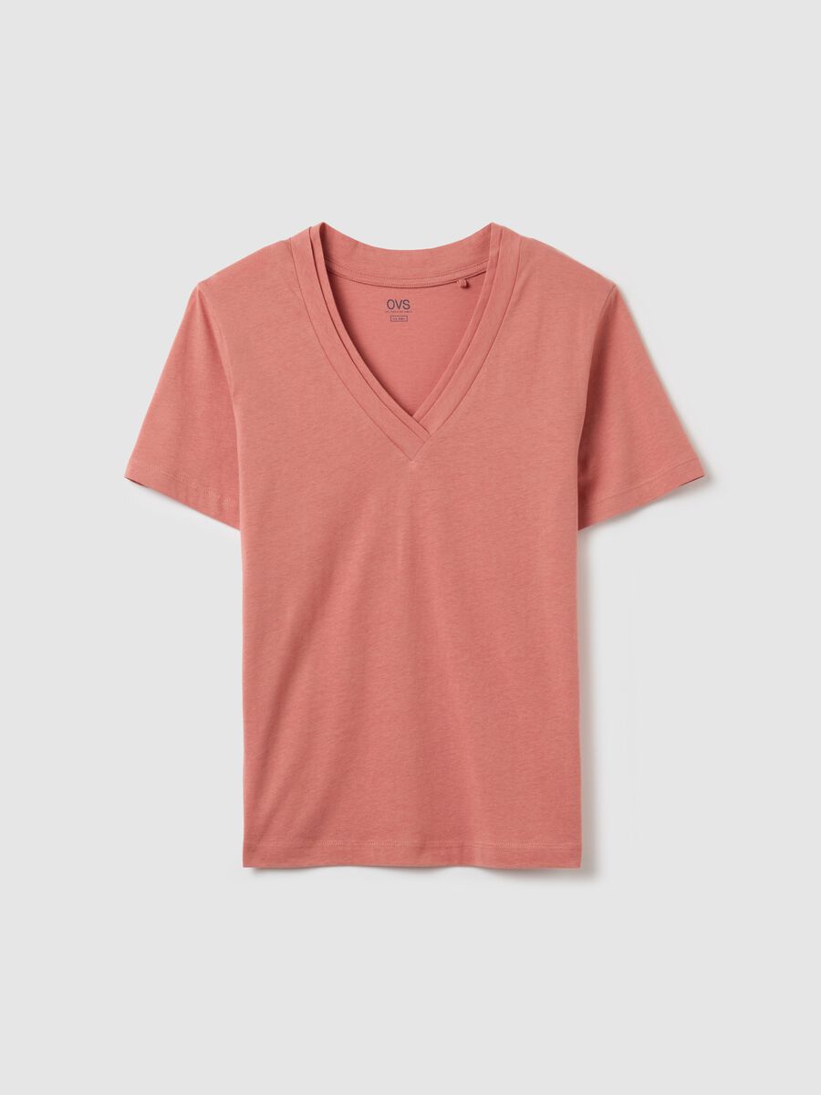 Pink T-shirt with V neck_4