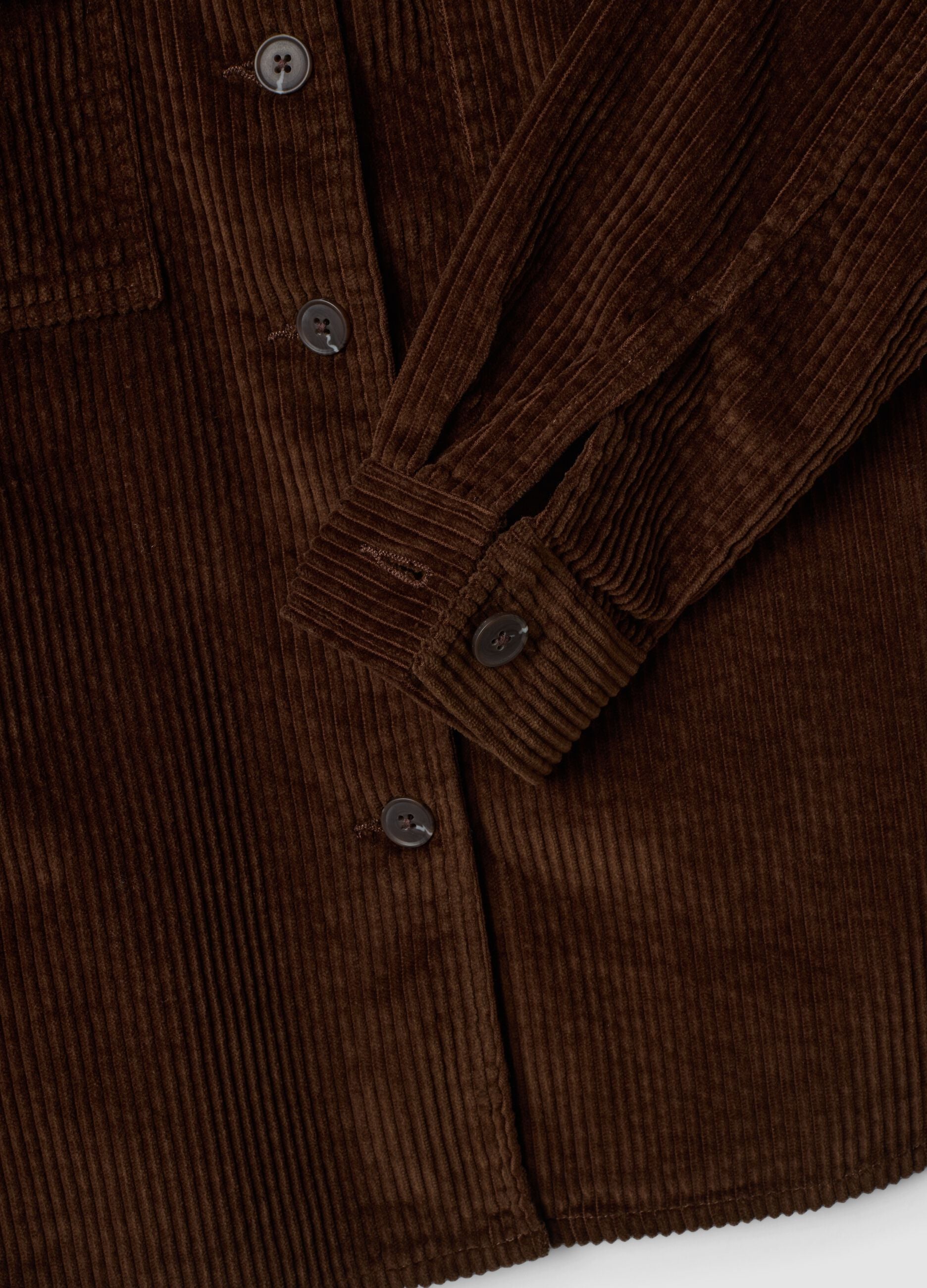 Camicia marrone scuro in puro cotone a coste