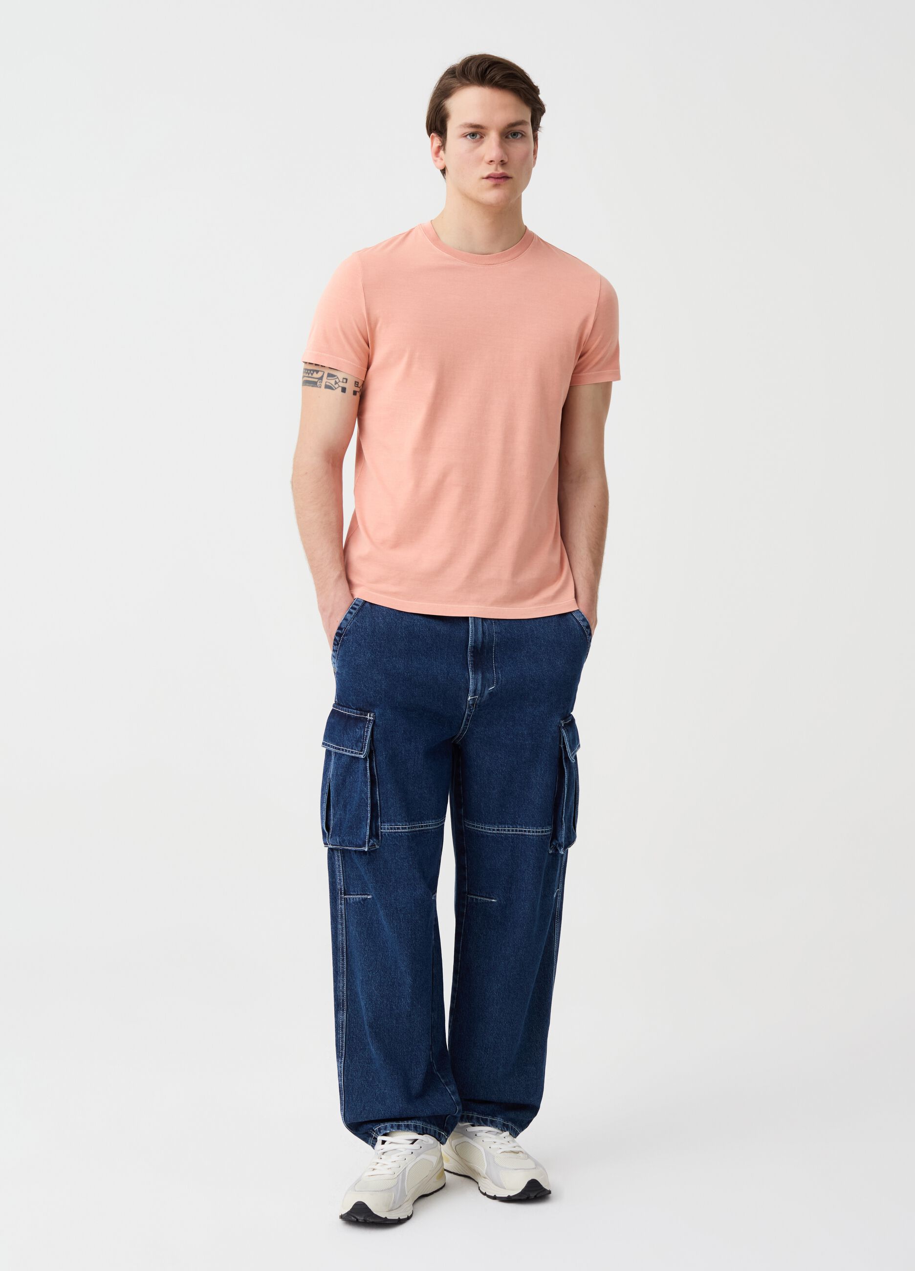 Ovs T-shirt in cotone con scollo rotondo