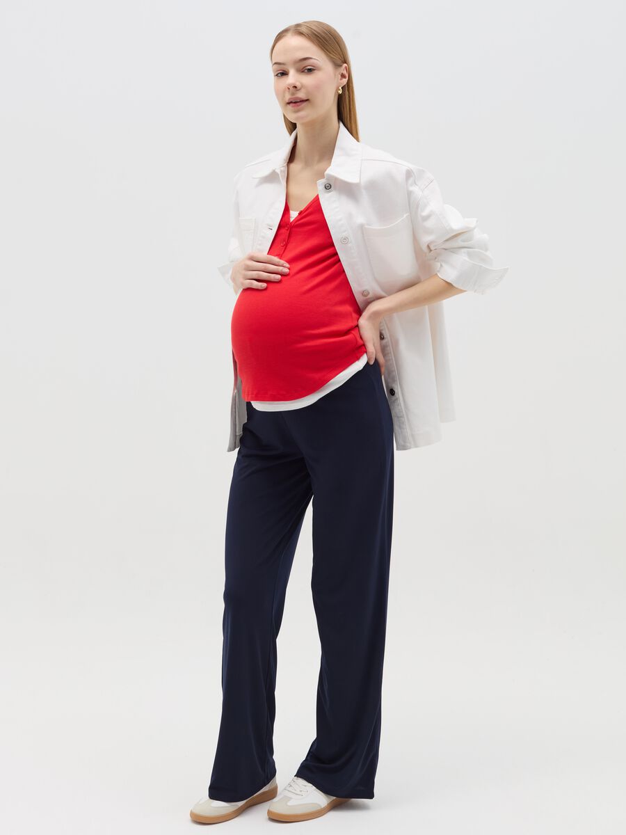 Solid colour maternity shacket_0