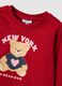 Red pure cotton crew-neck sweatshirt with teddy bear print for baby girl_2