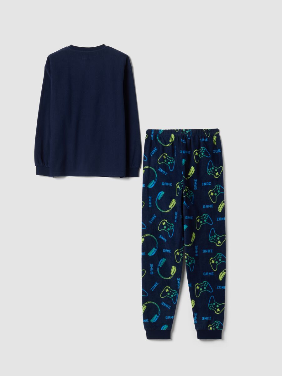 Blue crew-neck pyjamas with video game print trousers_1