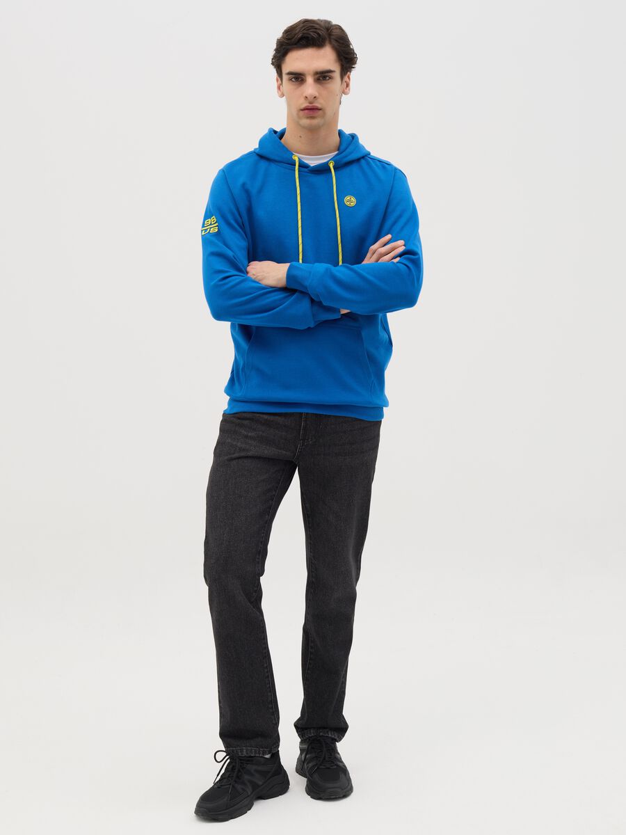 Blue sweatshirt with hood and logo_1